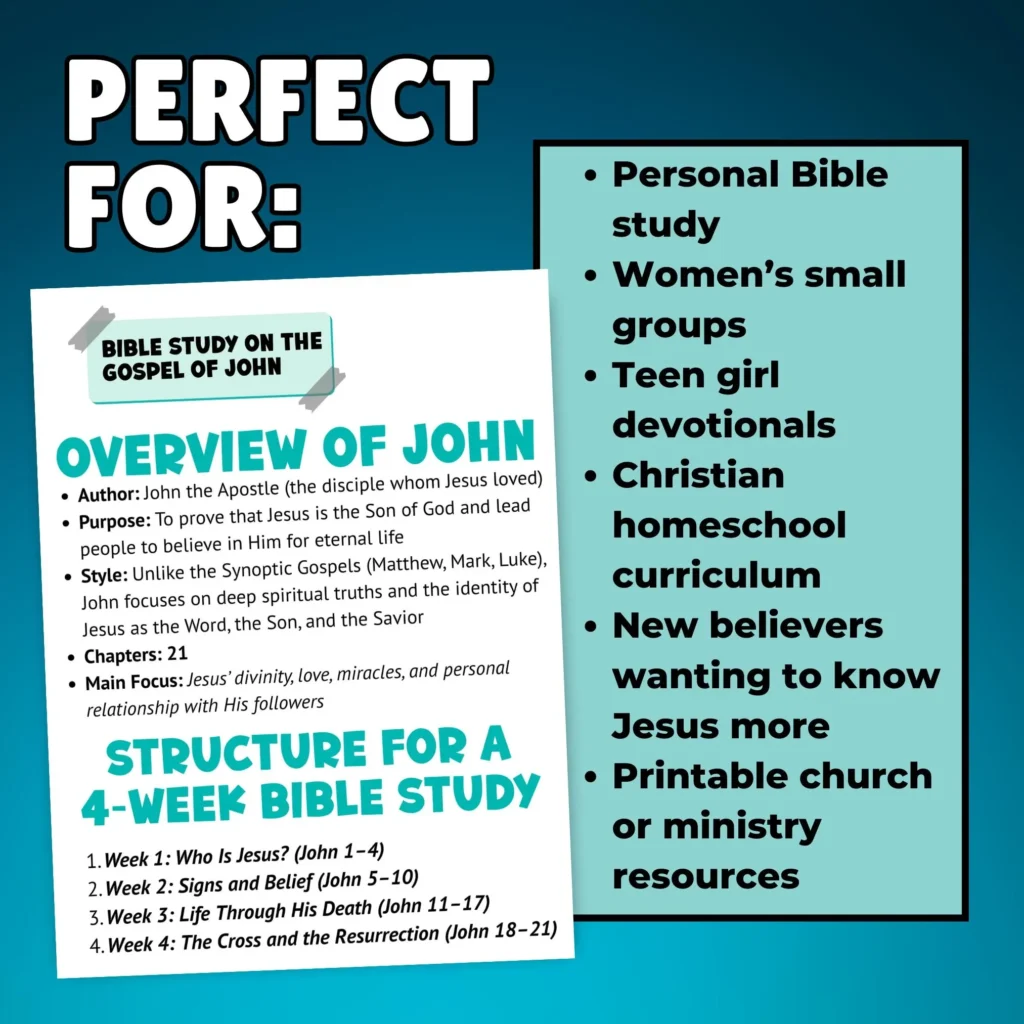 Gospel Of John Bible Study Printable Christian Devotional digital Download Etsy