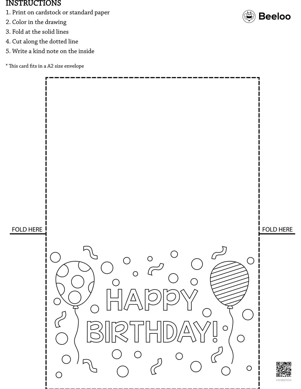 Happy Birthday Card Beeloo Printable Crafts And Activities For Kids