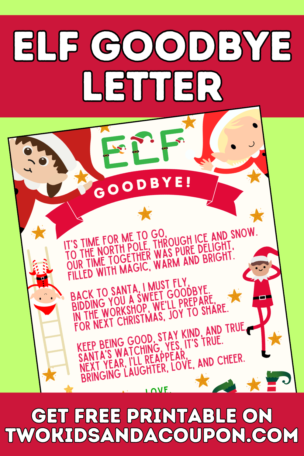 Help Your Elf Leave With Free Printable Elf Goodbye Letter Help Your Elf Leave With Free Printable Elf Goodbye Letter