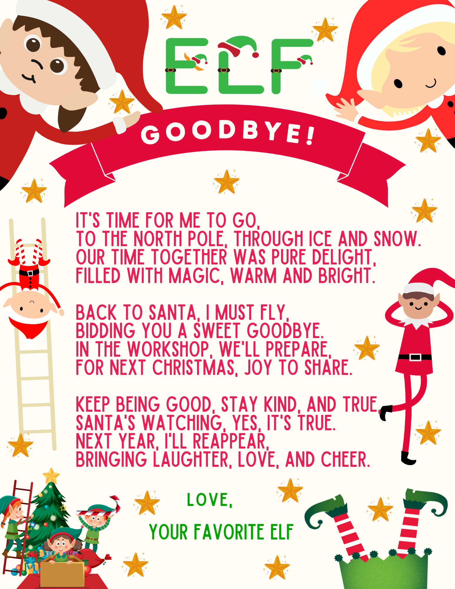 Help Your Elf Leave With Free Printable Elf Goodbye Letter