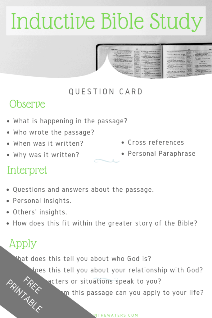 Inductive Bible Study Guide Out Upon The Waters