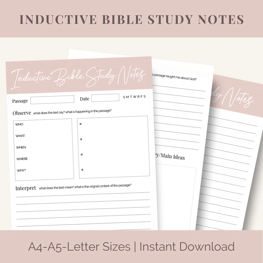 Inductive Bible Study Journal Instant Download Faithfully Planted
