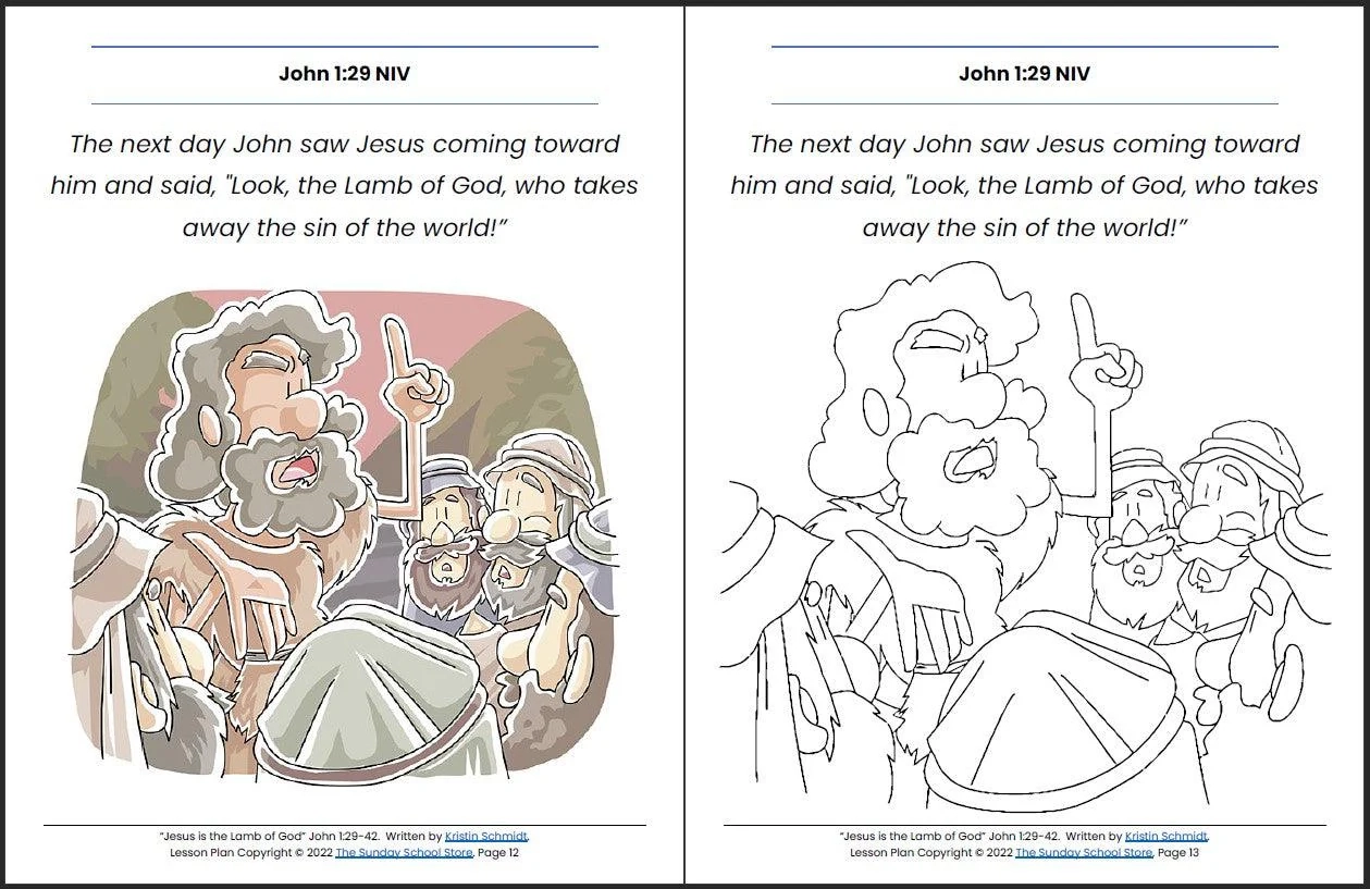 Jesus Is The Lamb Of God John 1 29 42 Printable Bible Lesson Sunda Sunday School Store Jesus Is The Lamb Of God John 1 29 42 Printable Bible Lesson Sunda Sunday School Store