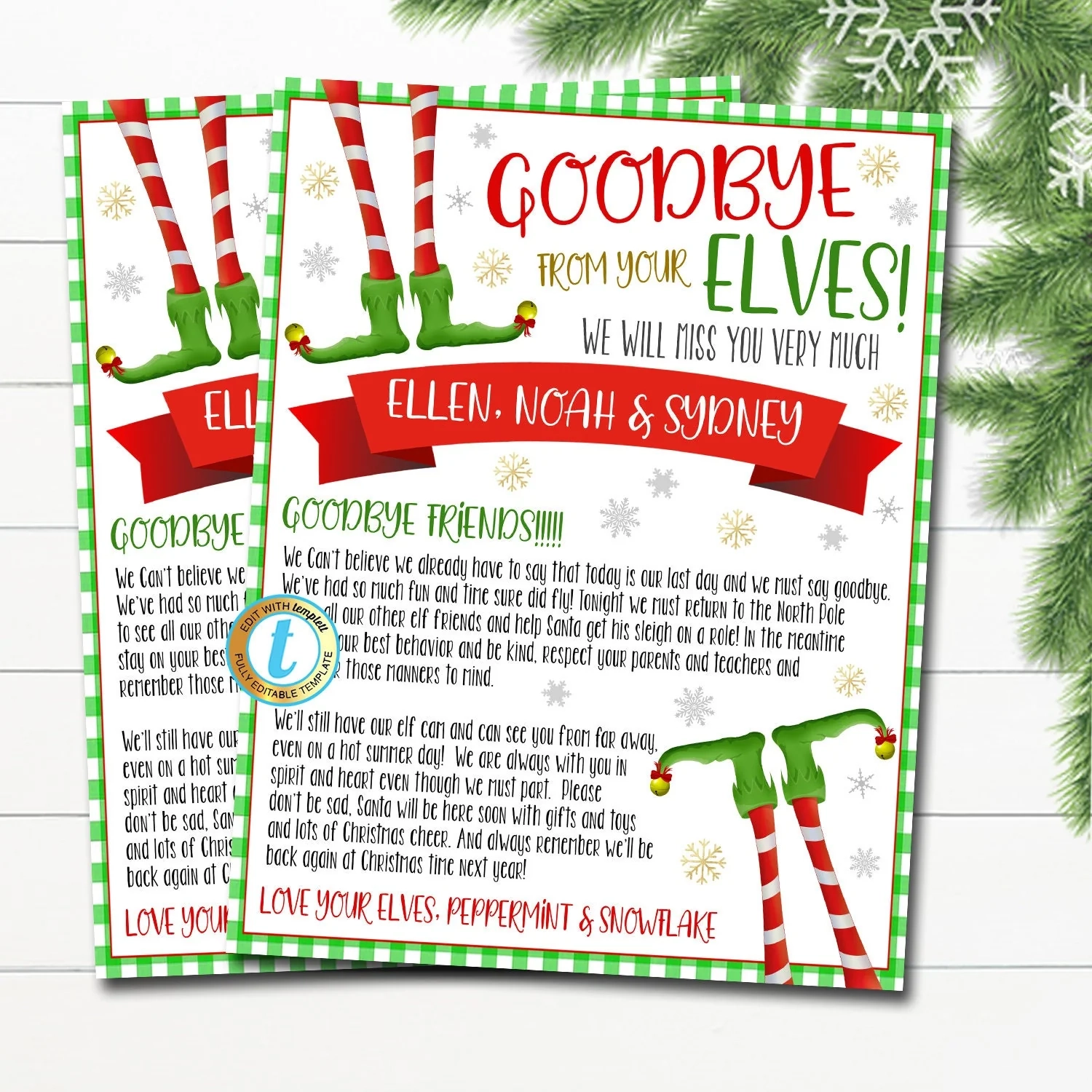 Kids Christmas Elf Goodbye Letter Printable Template TidyLady Printables