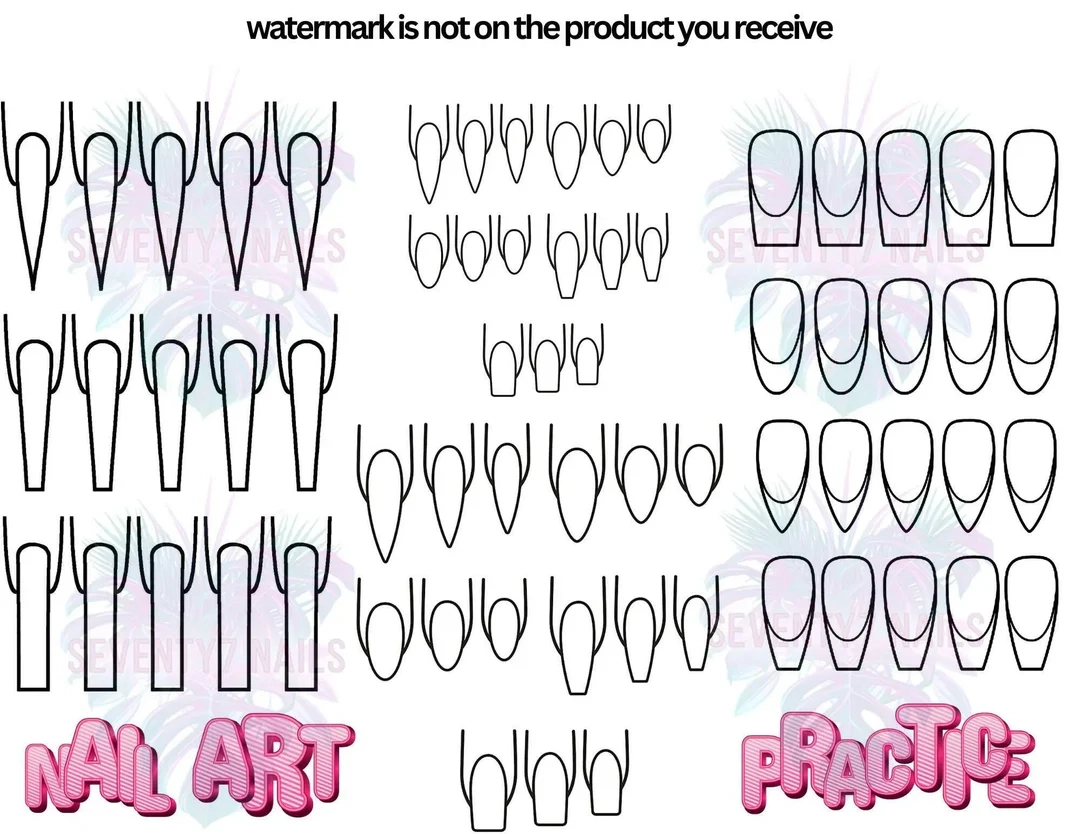 Laminated Single Nail Art Practice Sheet Nail Art Practice