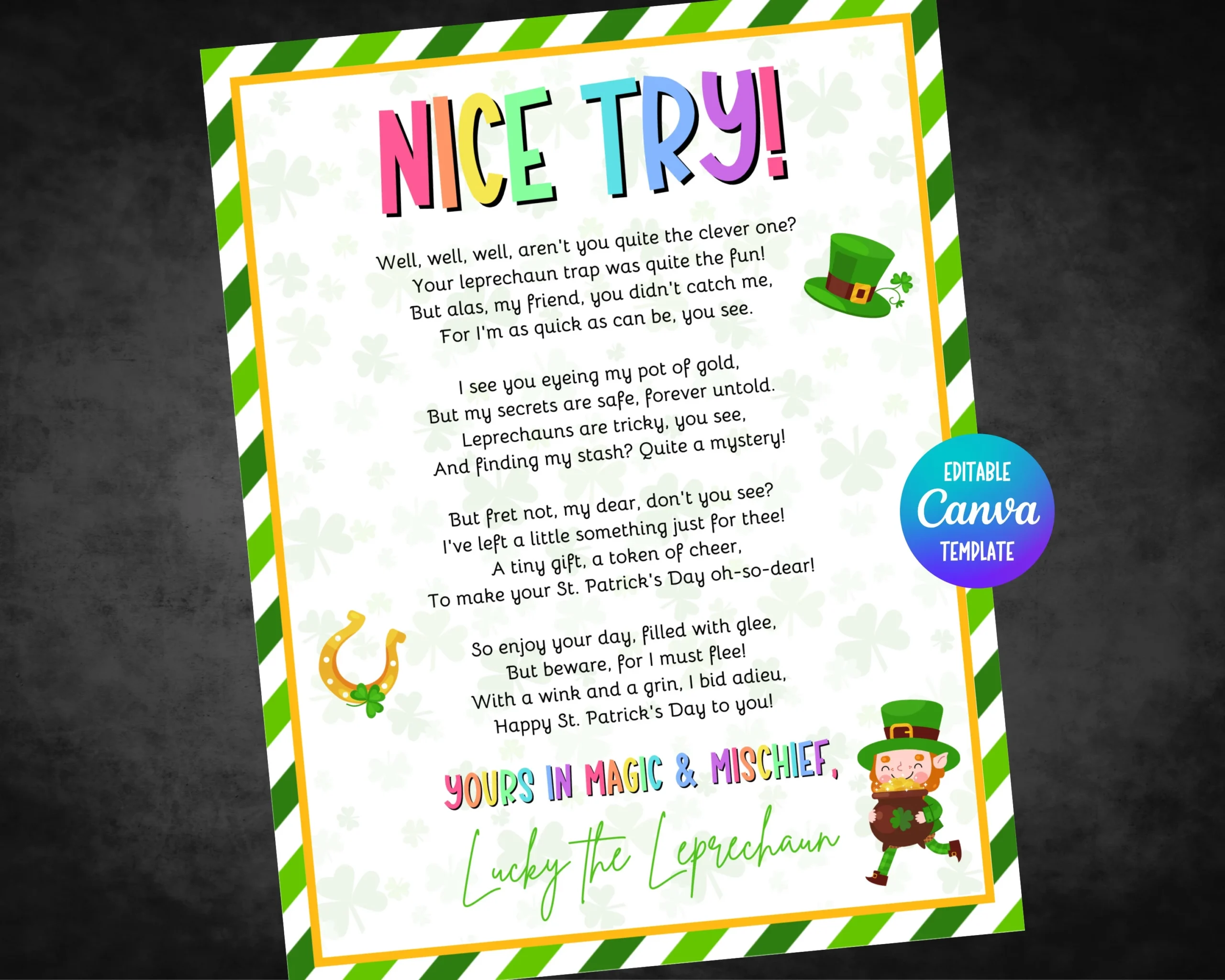 Leprechaun Letter Editable Letter From Leprechaun Leprechaun Trap Letter St Patricks Day Kids Activity Leprechaun Note For Kids Etsy