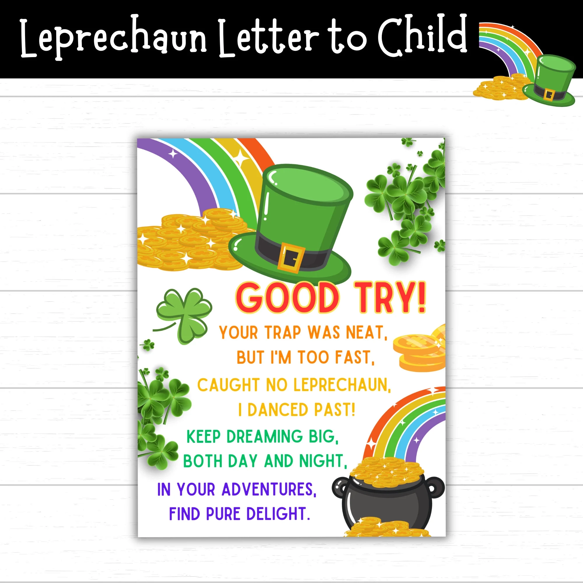 Leprechaun Letter To Child Printable Note From Leprechaun Trap Activity Catch A Leprechaun St Patrick s Day Kids Fun Spring Activity Etsy