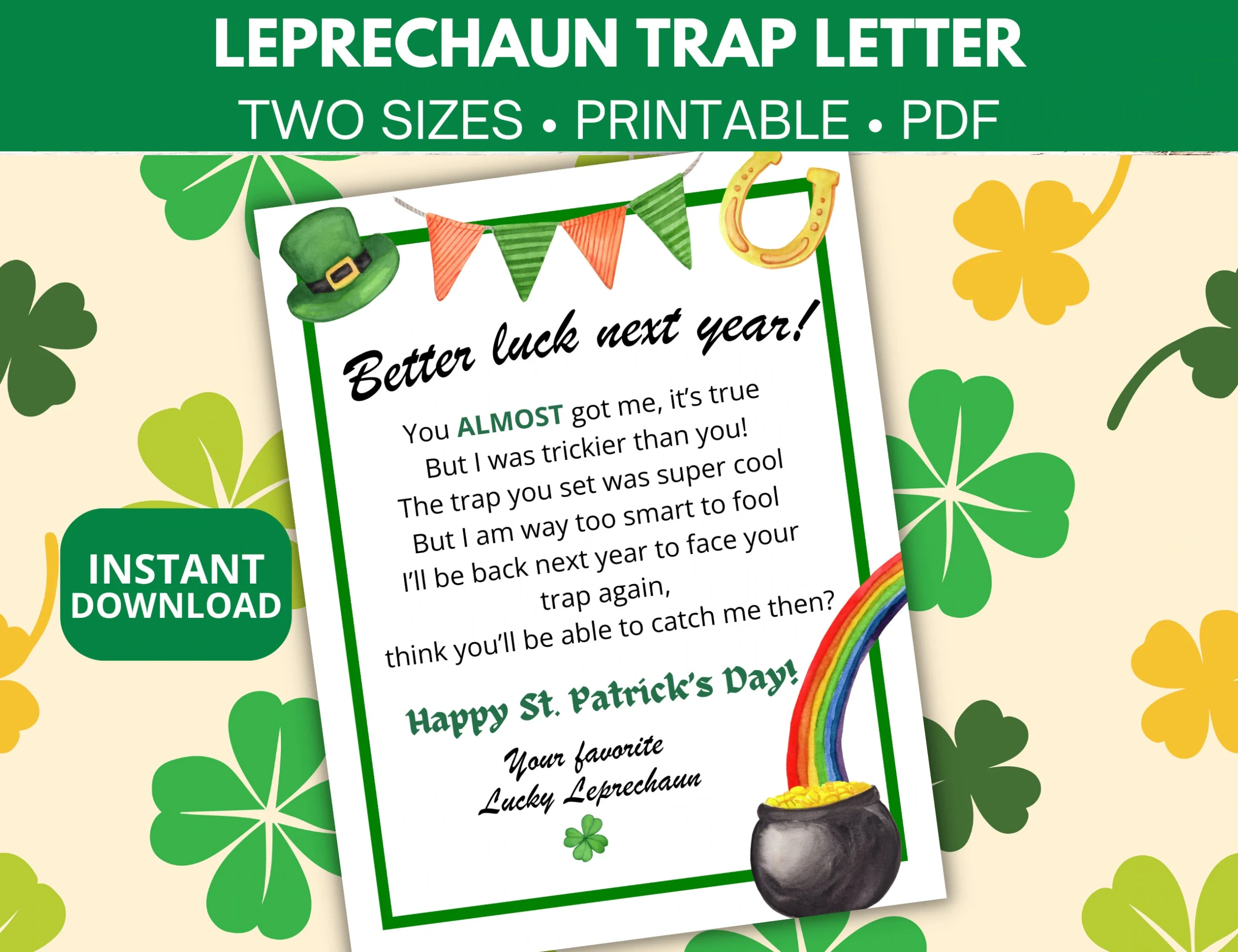 Letter From Leprechaun Printable Leprechaun Letter For Kids Note From Leprechaun Leprechaun Trap Note St Patricks Day Kids Activity DIY Etsy