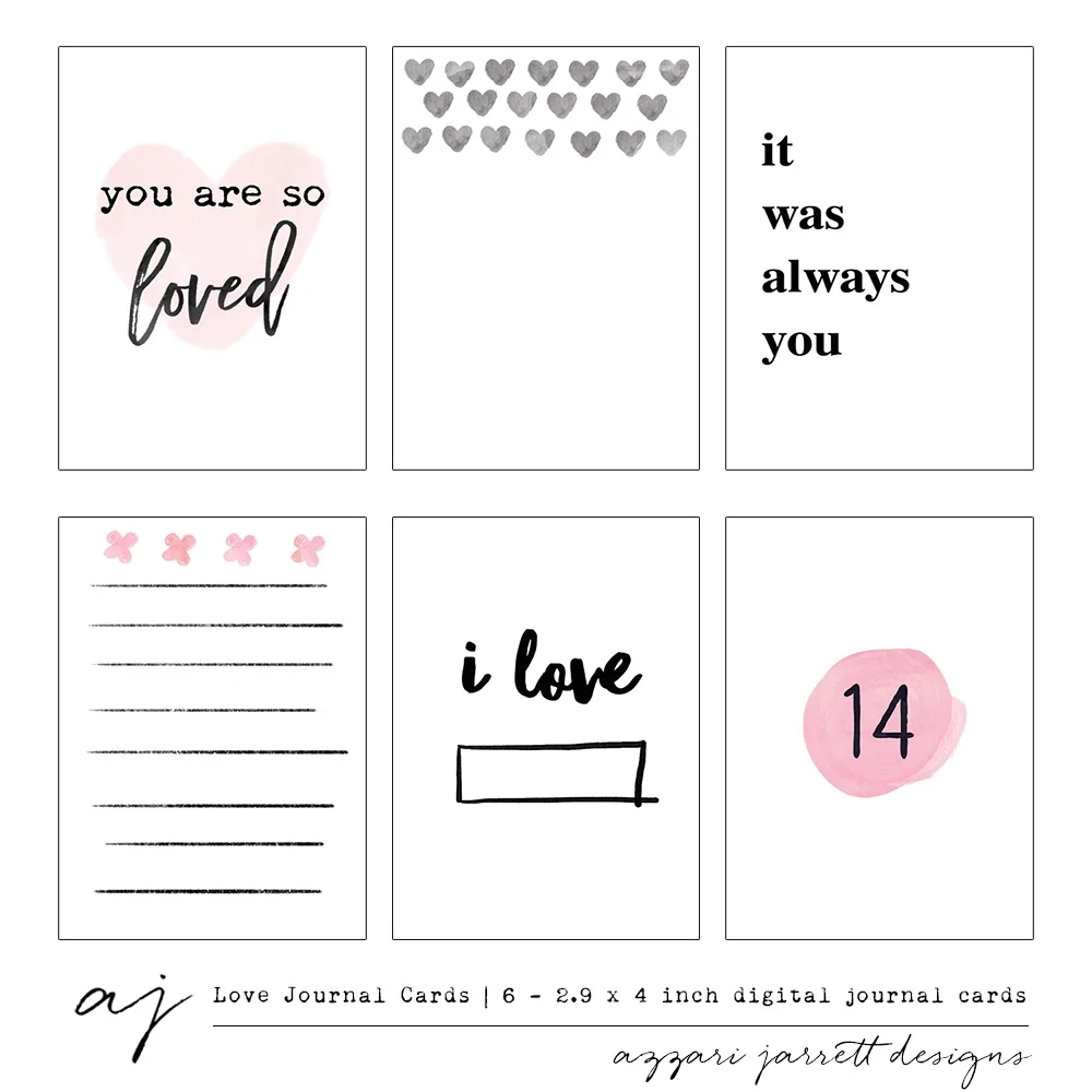 Love Digital Printable Journal Cards