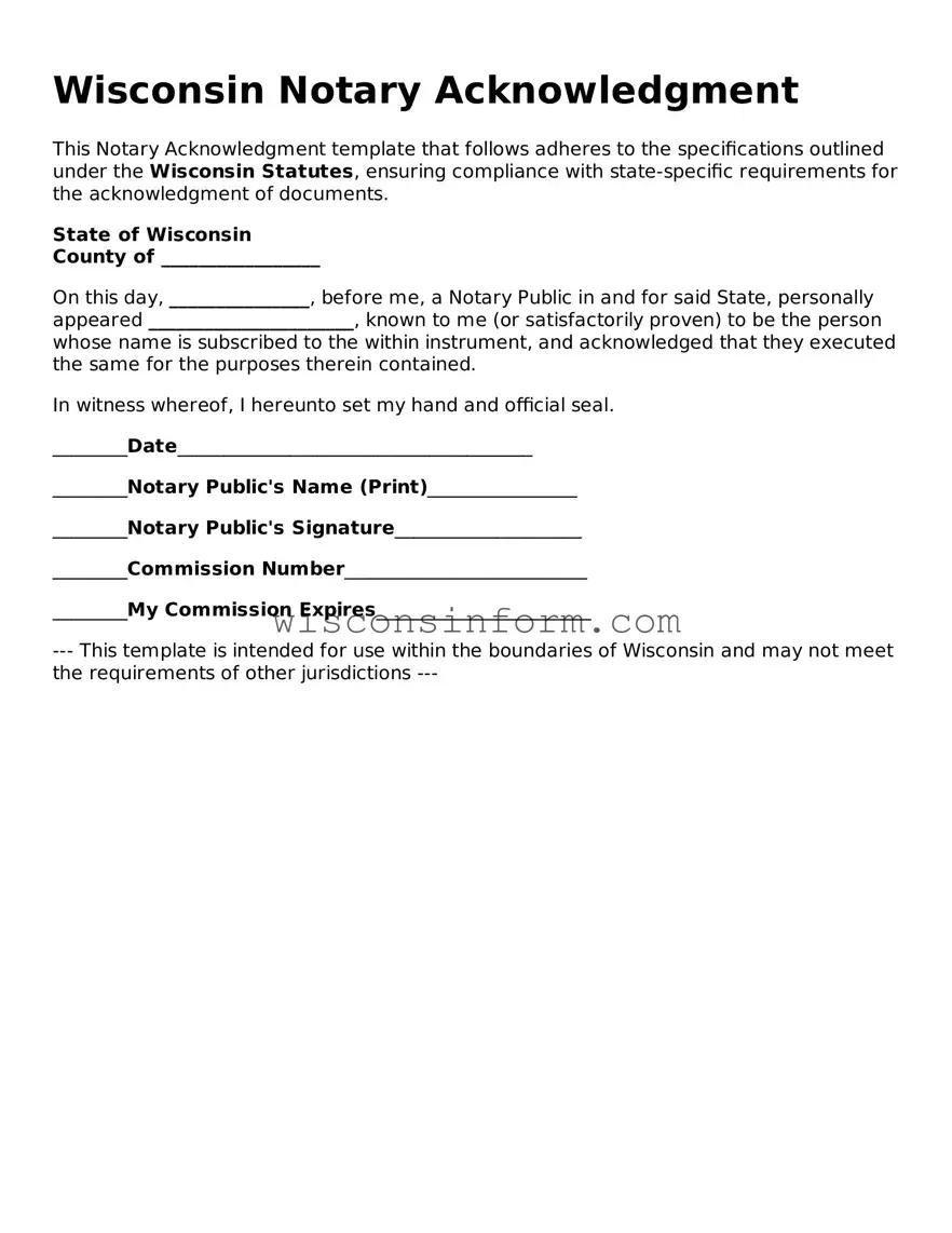 Make A Valid Wisconsin Notary Acknowledgement Using Our Printable Template
