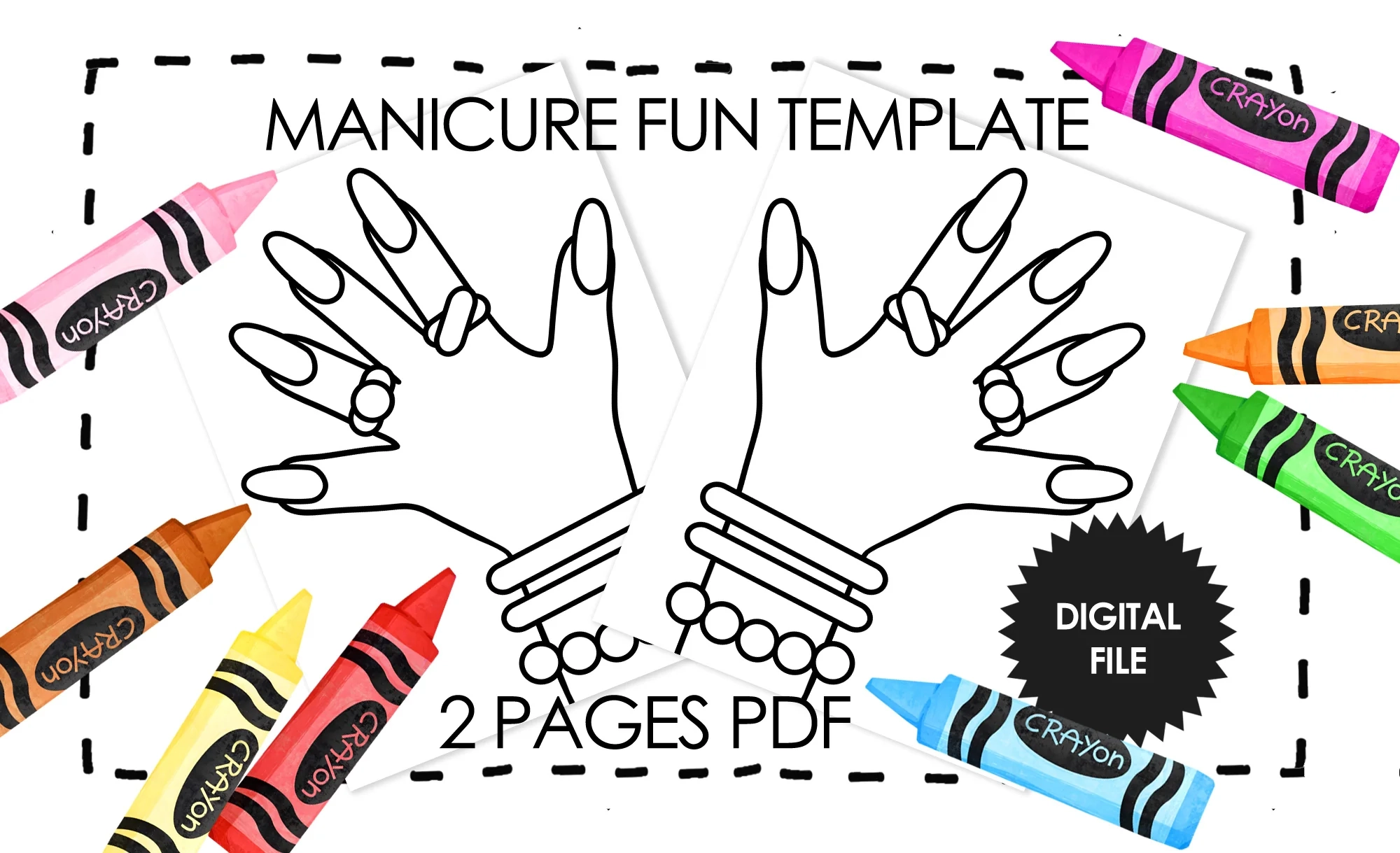 Manicure Fun Template For Girls Nail Coloring Pages For Kids 2 Pages She print