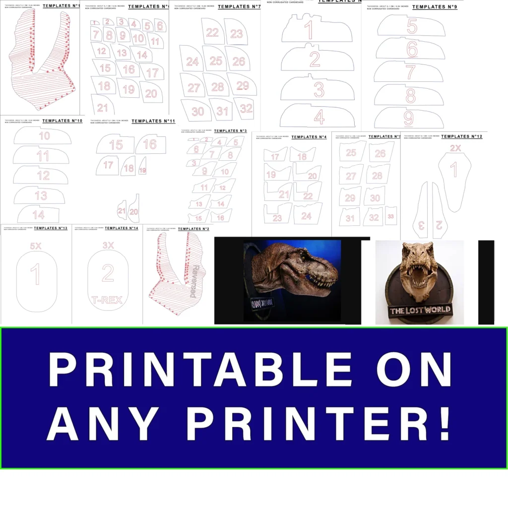 Mini T Rex Head TEMPLATES For Cardboard DIY Epic Cardboard Props