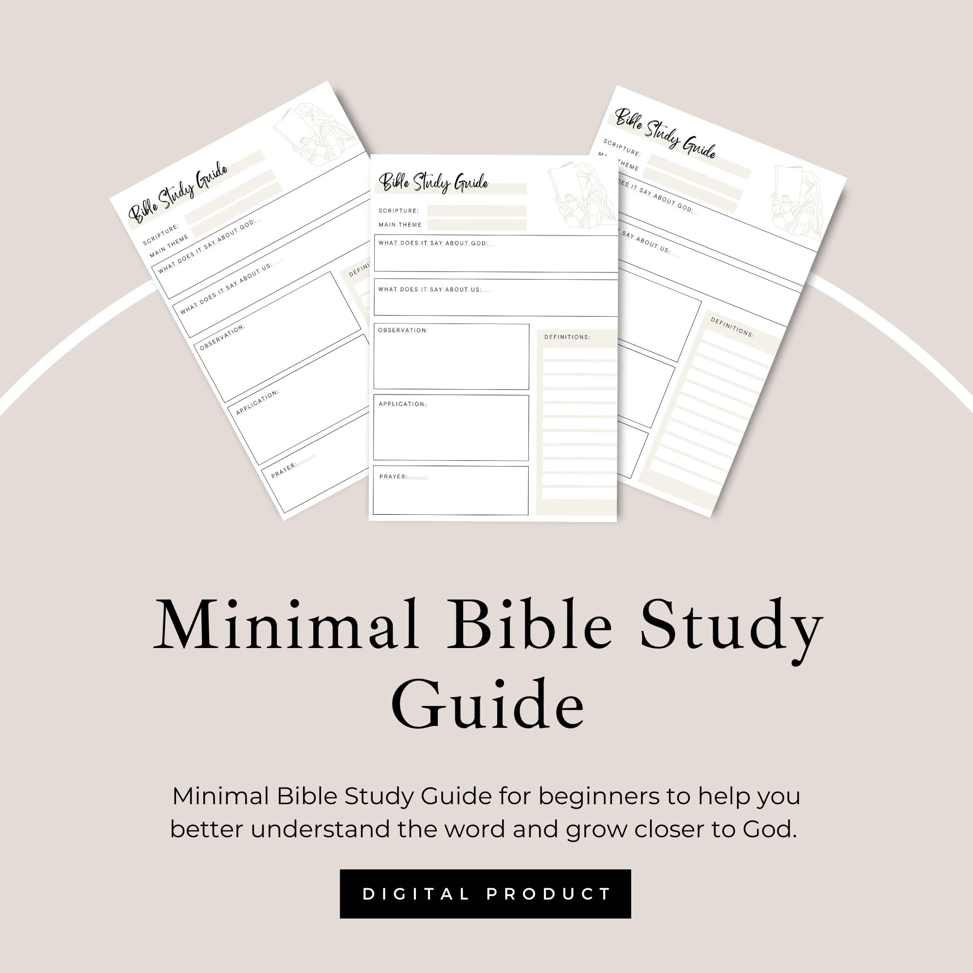 Minimal Bible Study Guide digital Download Etsy