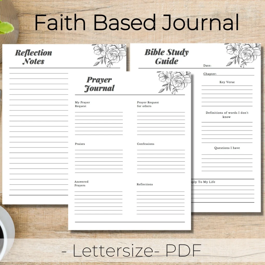 Minimalist Prayer Journal Bible Study Guide Reflection Notes PDF Printable Etsy