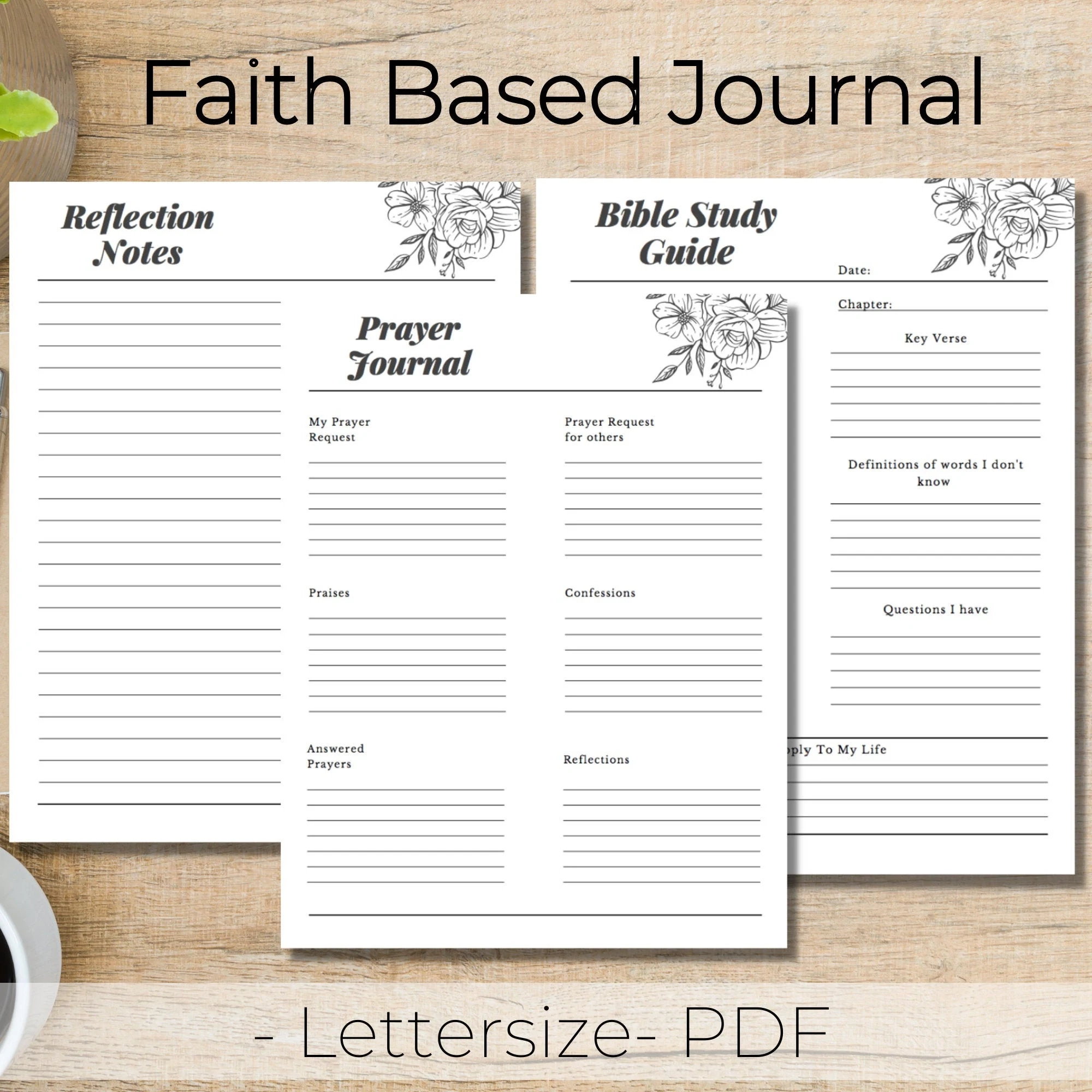 Minimalist Prayer Journal Bible Study Guide Reflection Notes PDF Printable Etsy