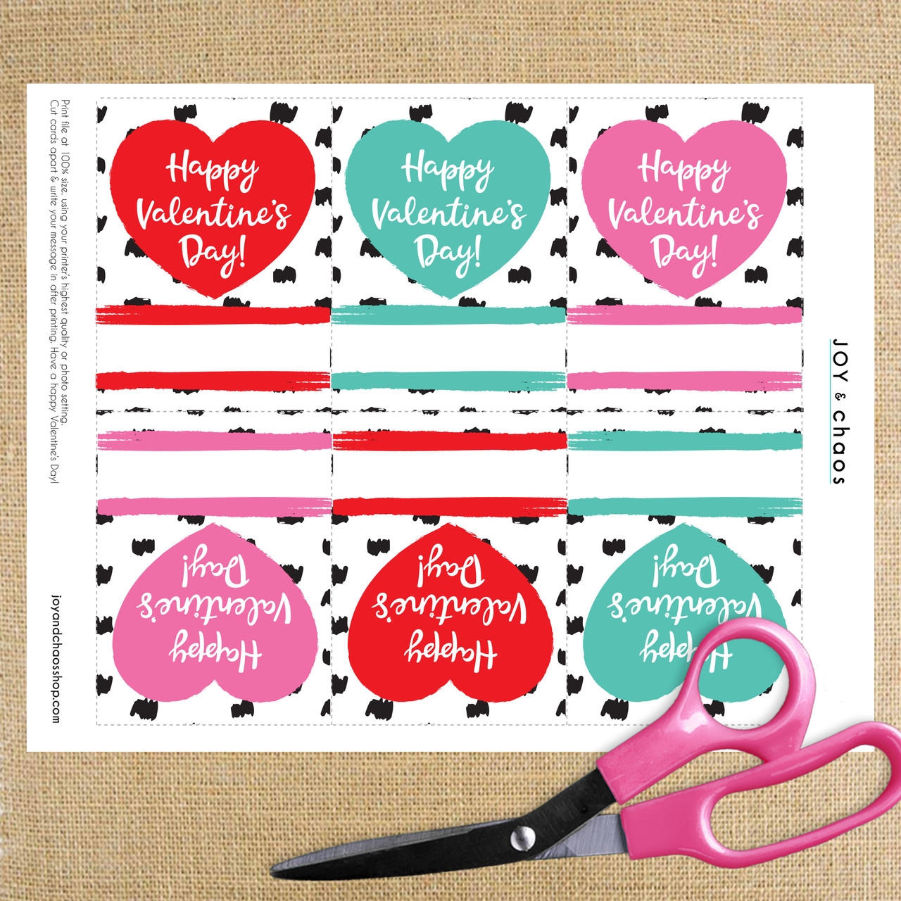 Mod Heart Printable Valentine s Day Cards Instant Download 