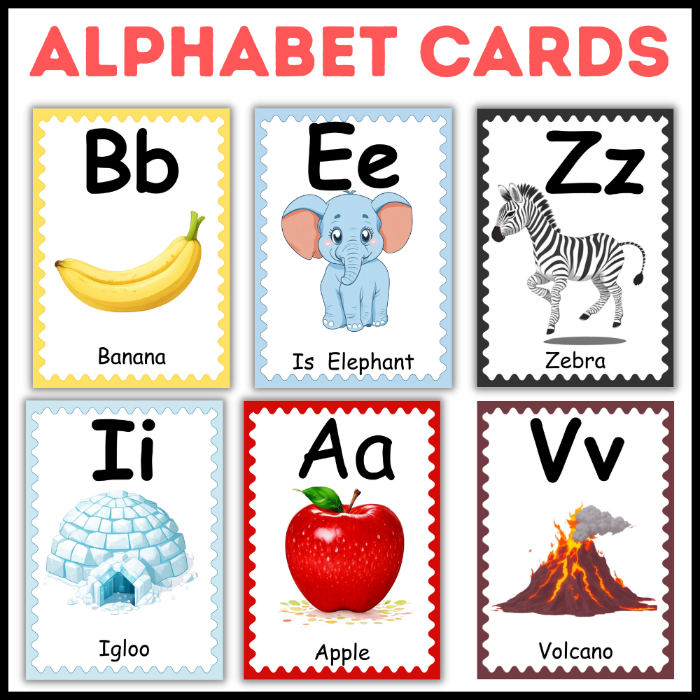 Montessori Alphabet Flashcards For Kids Printable Educational And Watercolor ABC Beginning Sounds Made By Teachers