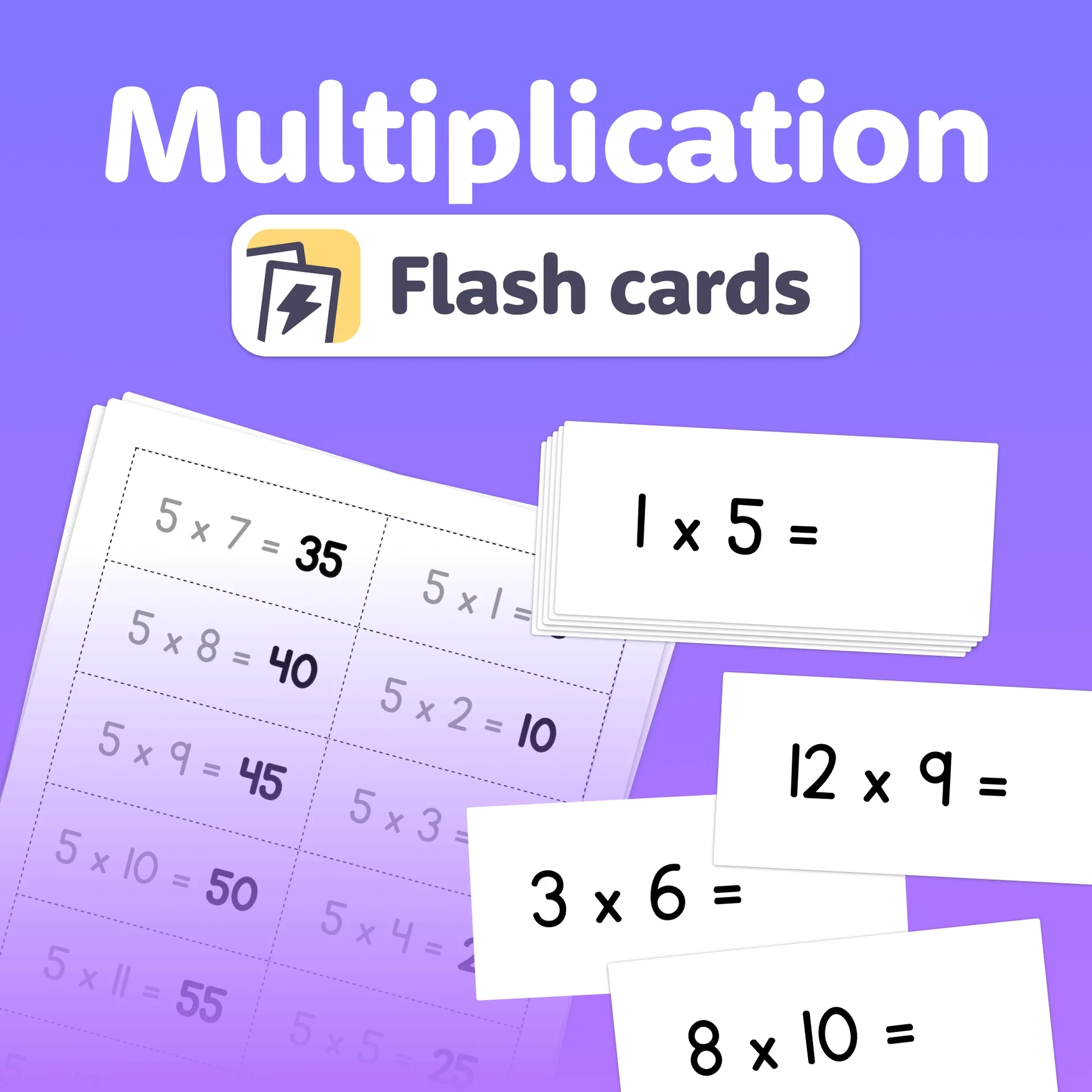 Multiplication Flash Cards Printable PDF That Little Robot