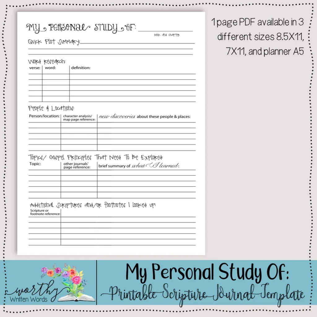 My Personal Study Page Worthy Written Words