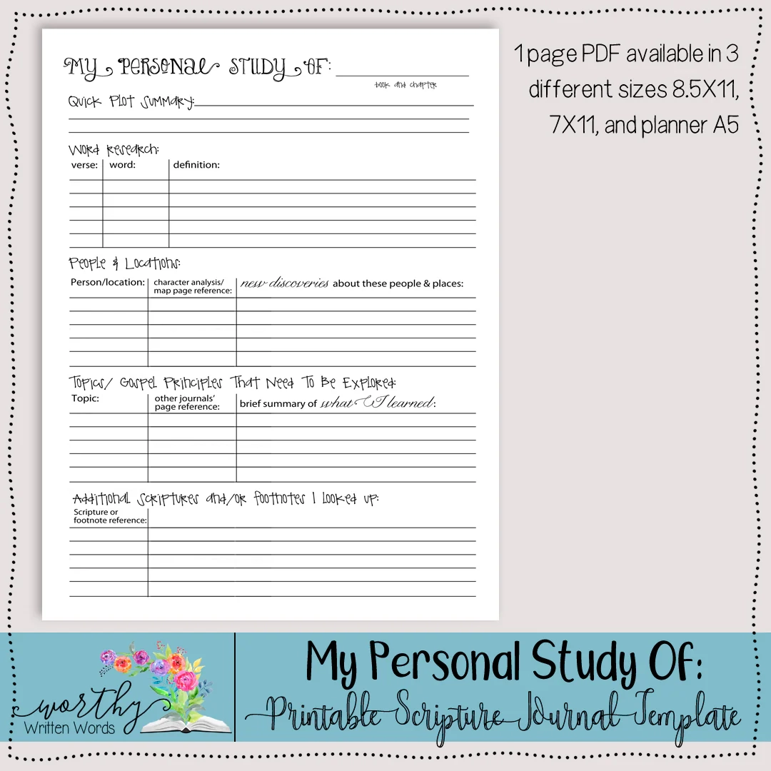 My Personal Study Page Worthy Written Words