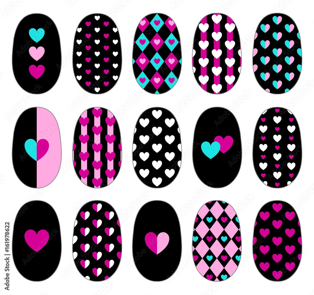 Nail Art Heart Design Templates Manicure Design Set Can Be Used For False Nail Tips And Stickers Isolated On White EPS 10 Stock Vector Adobe Stock Nail Art Heart Design Templates Manicure Design Set Can Be Used For False Nail Tips And Stickers Isolated On White EPS 10 Stock Vector Adobe Stock