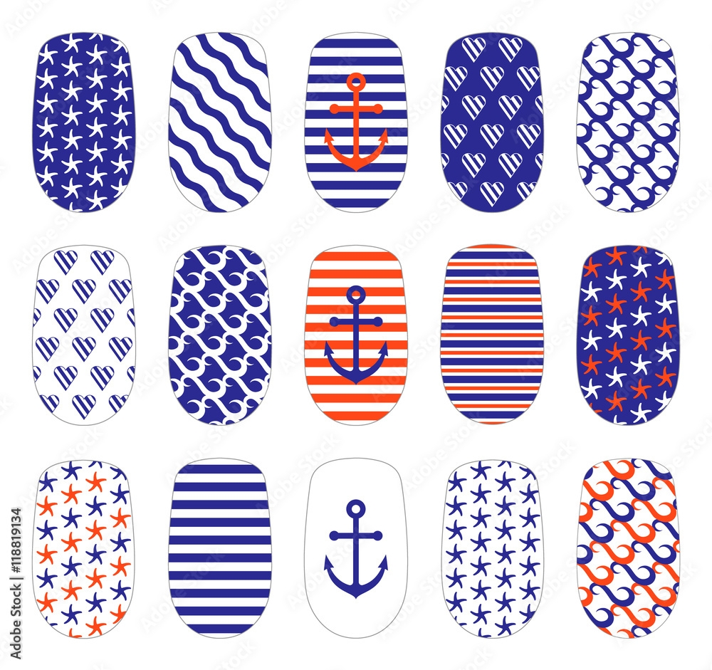 Nail Art Marine Style Templates Manicure Design Set Can Be Used Worksheets Library Nail Art Marine Style Templates Manicure Design Set Can Be Used Worksheets Library