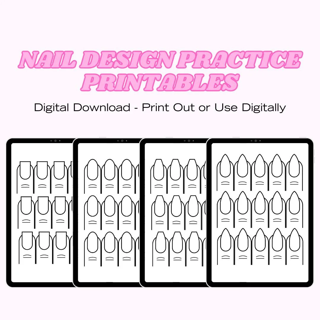 Nail Art Practice Template Short Nail Design PDF Etsy