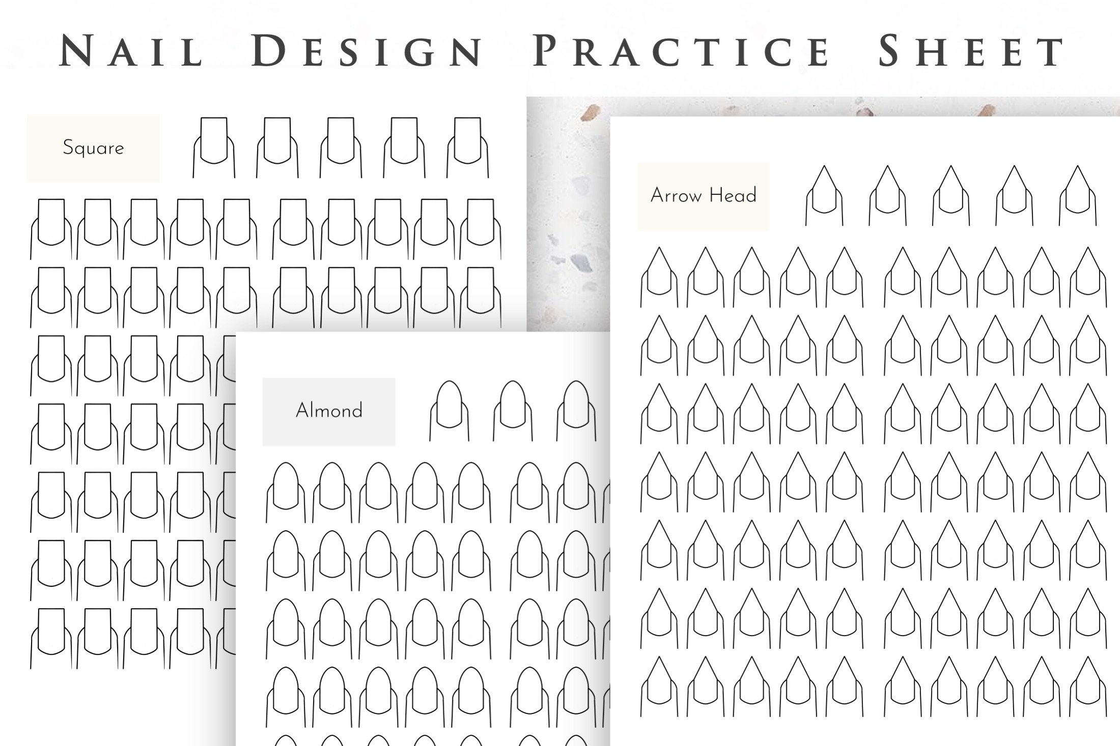 Nail Design Practice Sheet Printable Nail Tech Plan Sheet