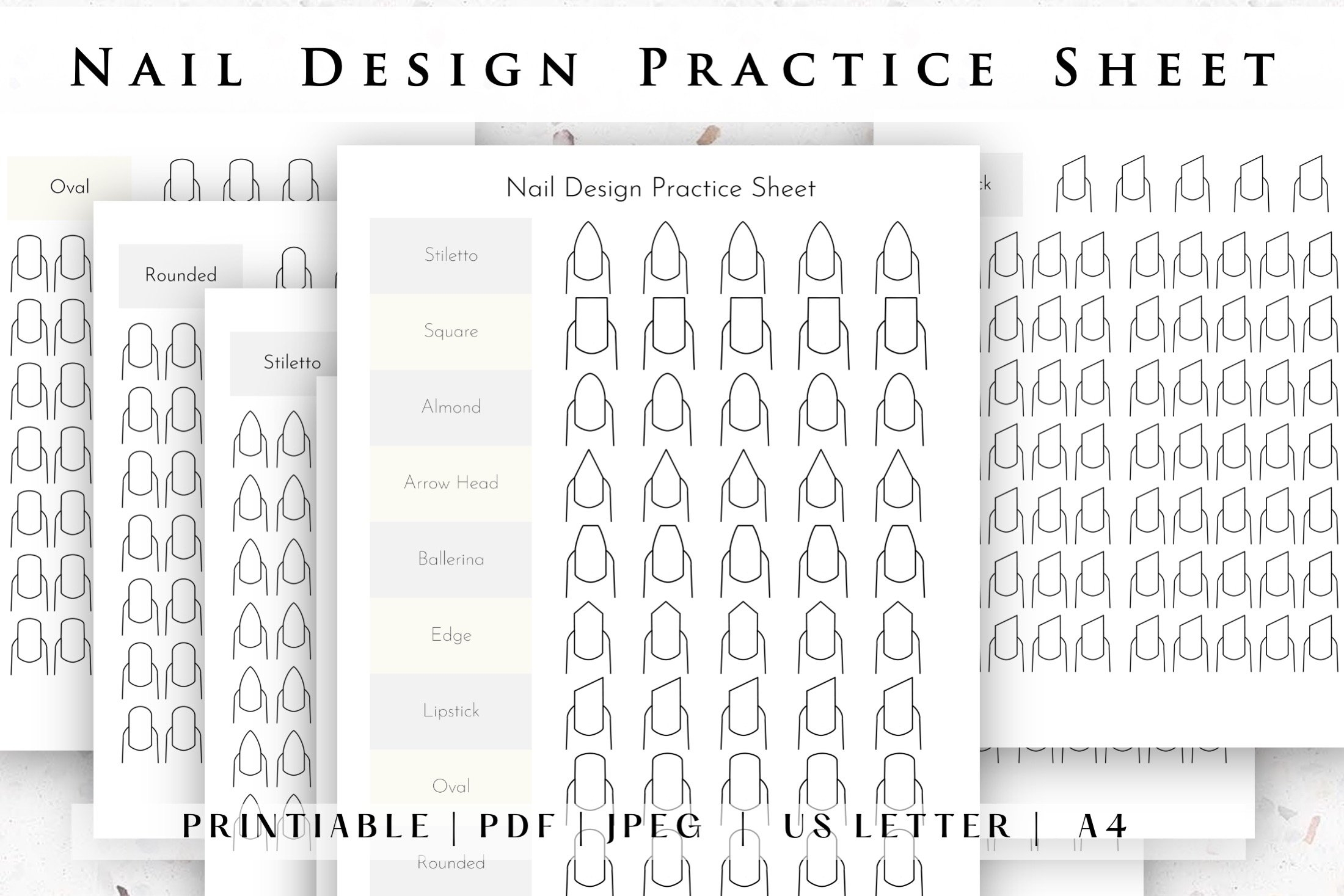 Nail Design Practice Sheet Printable Nail Tech Plan Sheet