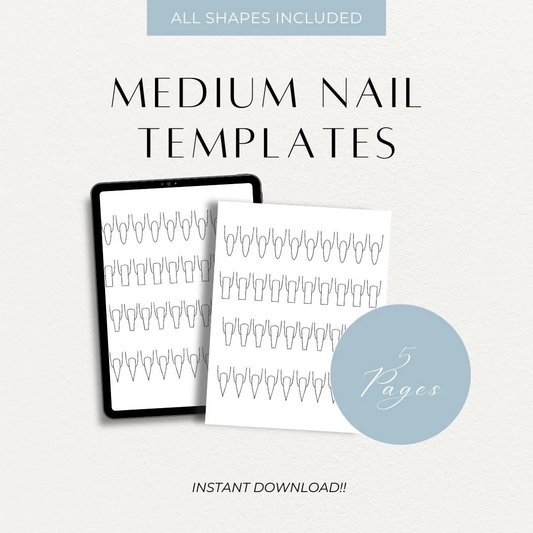 Nail Design Template For Medium Nails digital Download Creative Nail Art Practice Template Etsy