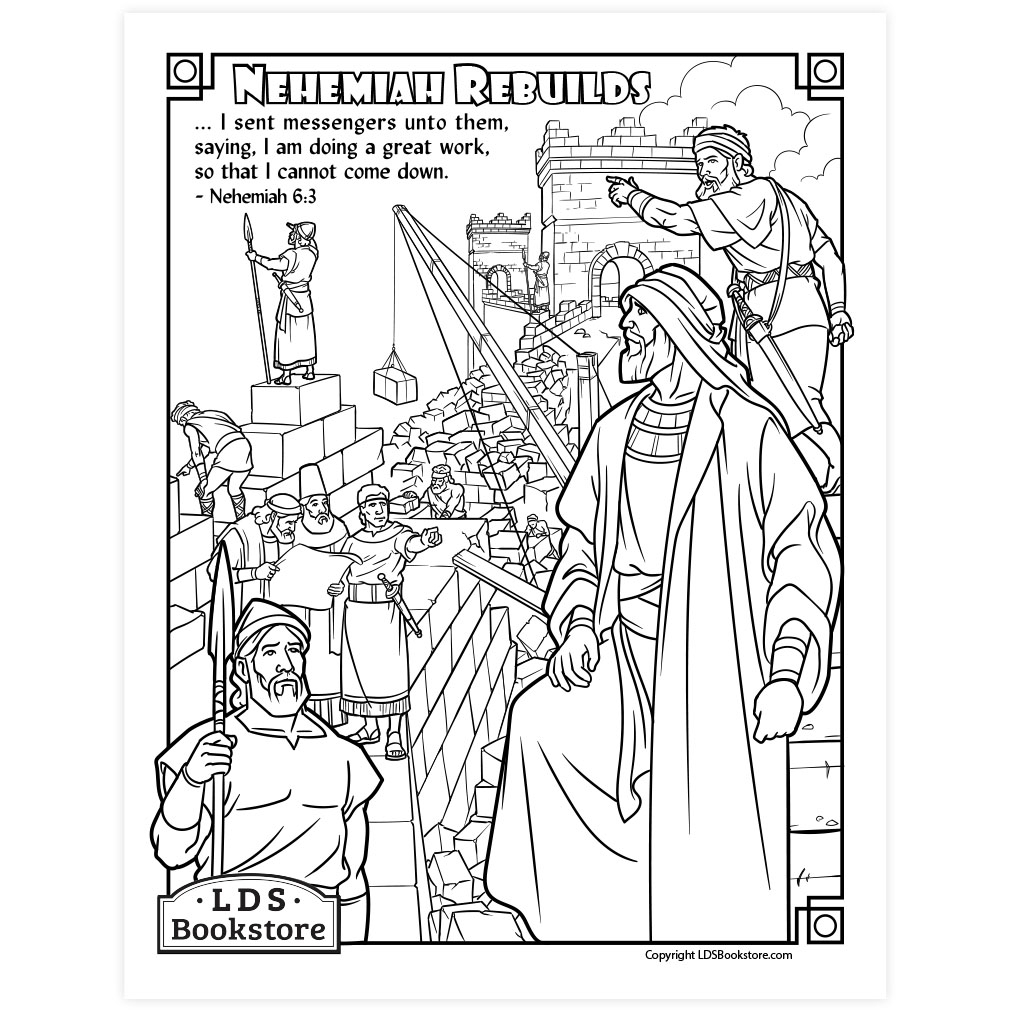 Nehemiah Rebuilds The Walls Of Jerusalem Coloring Page Printable