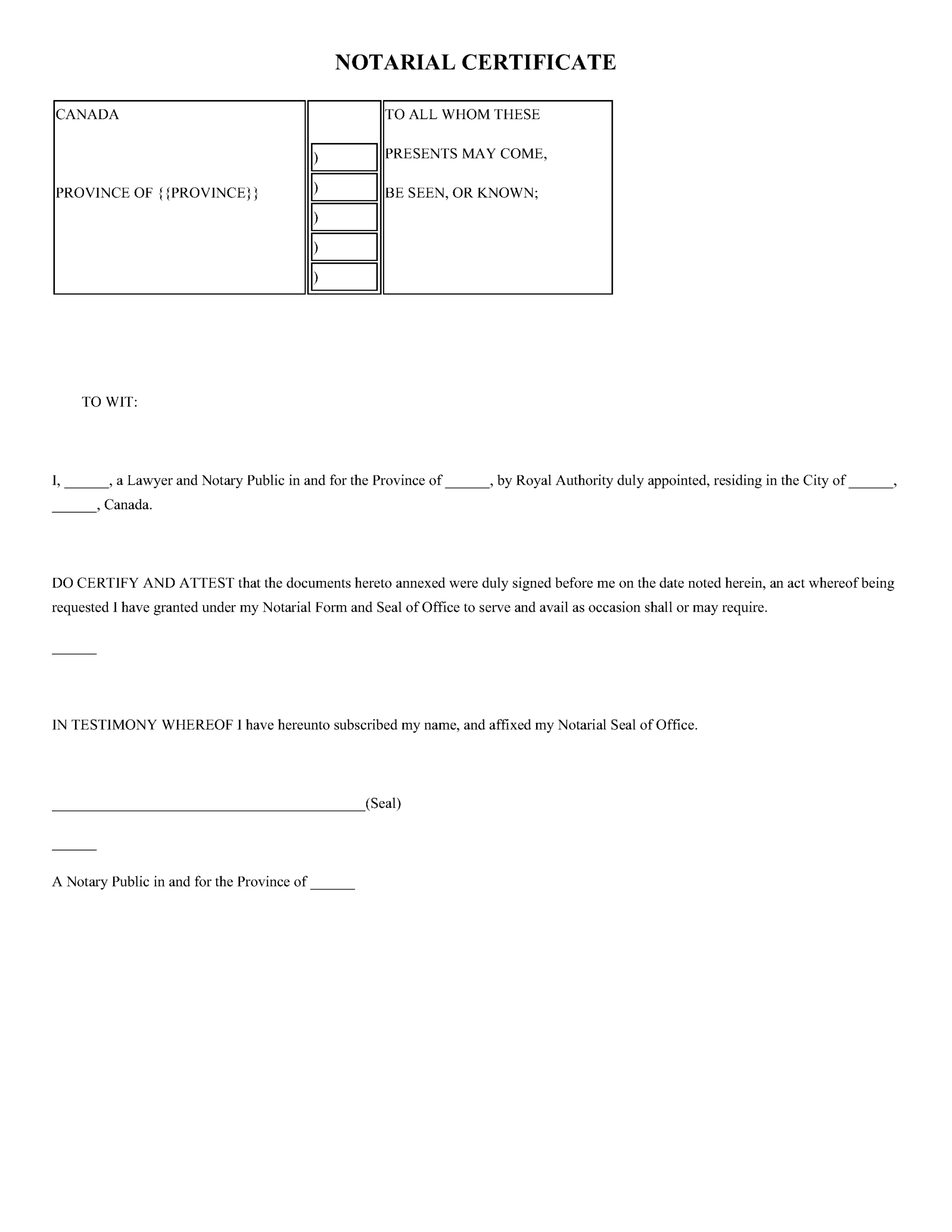 Notarial Certificate Template Free Customizable Sample Notarial Certificate Template Free Customizable Sample