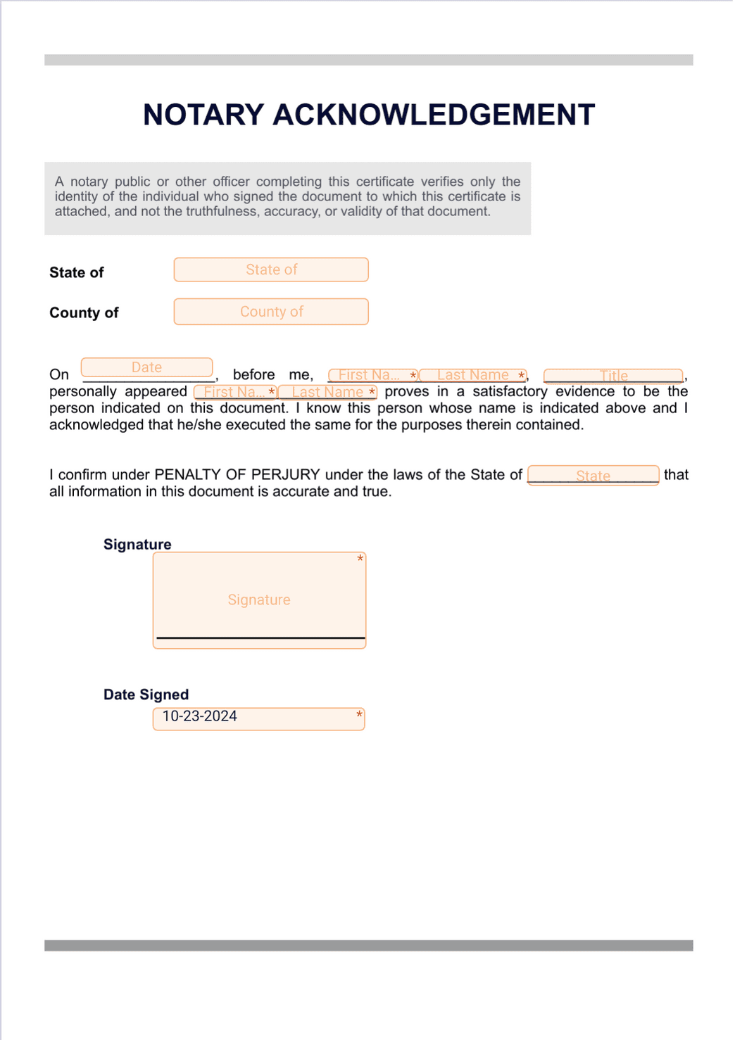 Notary Acknowledgement PDF Template Jotform