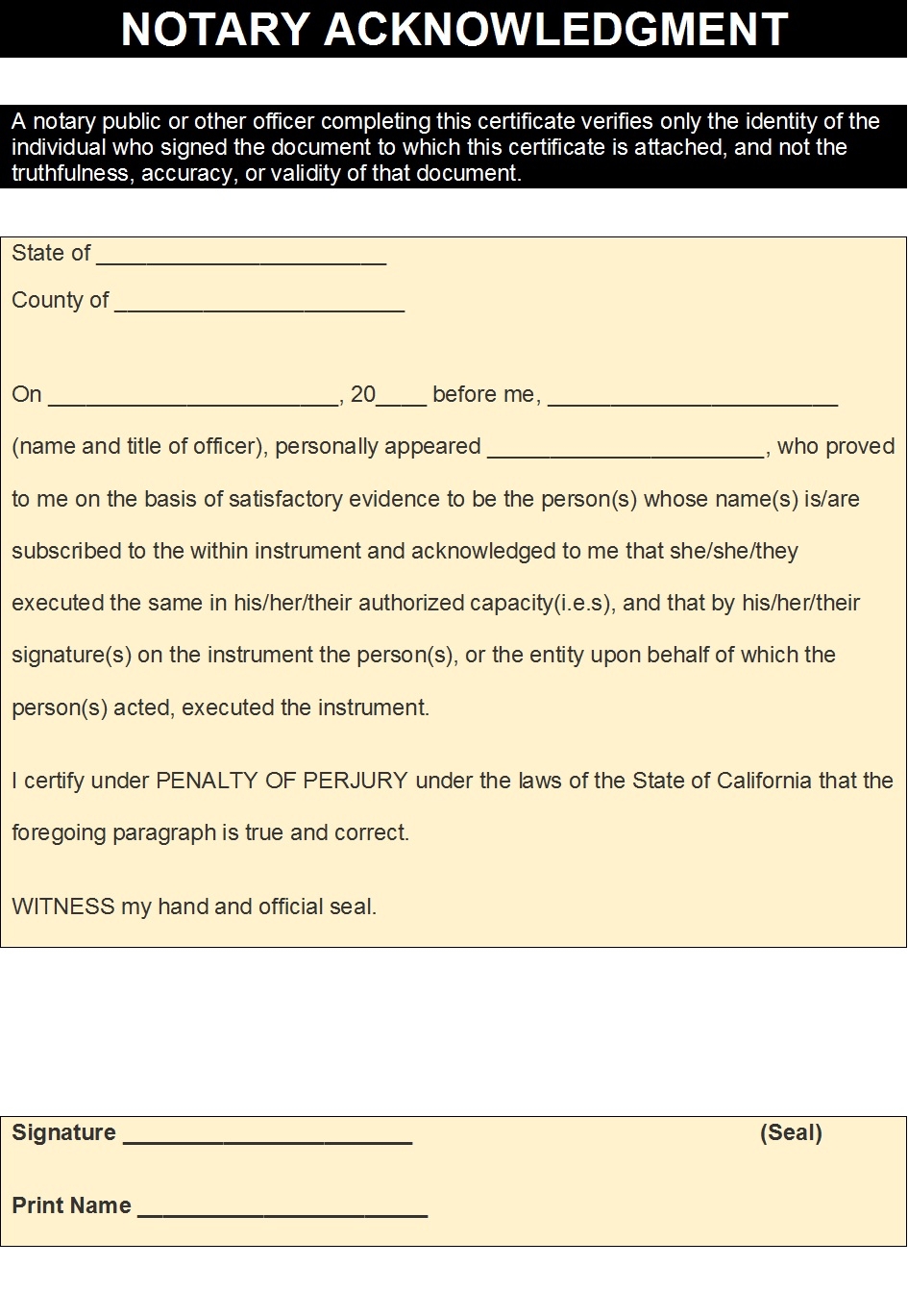 Notary Acknowledgment Statement Templates Free Report Templates Notary Acknowledgment Statement Templates Free Report Templates