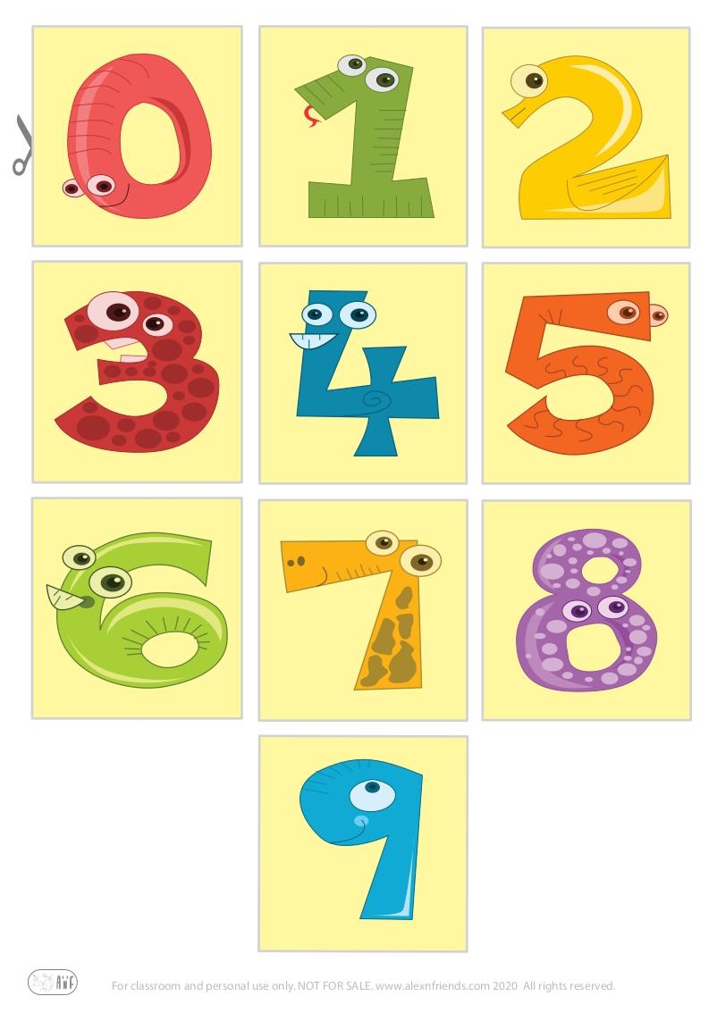 Number Flashcards 0 9 For Kids Printable Math Cards Alex n Friends