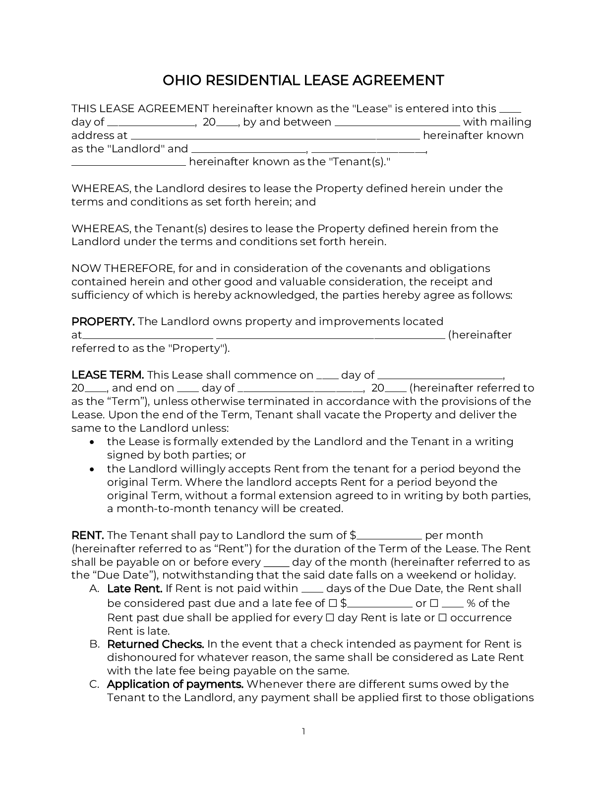 Ohio Rental Rental Agreement Template 2026 Free PDF DOC Ohio Rental Rental Agreement Template 2026 Free PDF DOC