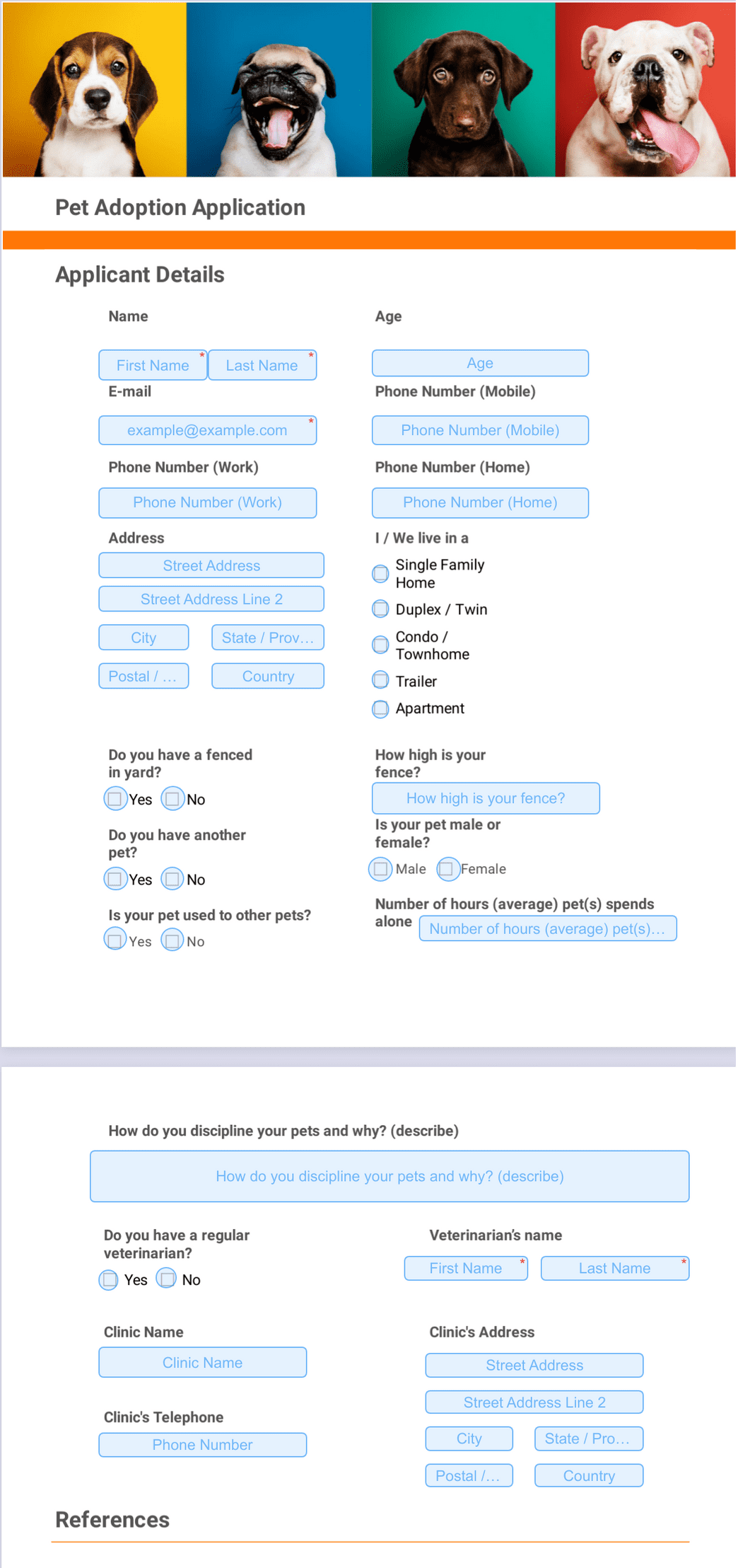 Pet Adoption Application Template PDF Templates Jotform