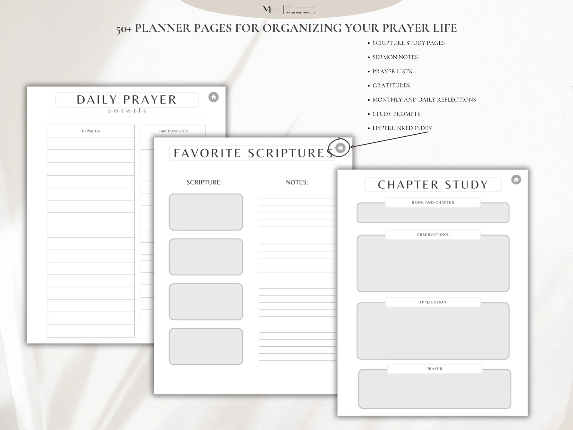 PLR Prayer Journal Bible Study Guide Black And White Modern The MW Company