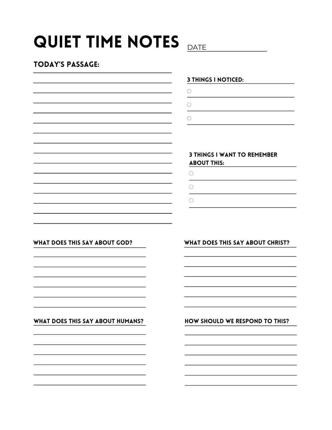 Printable Bible Study Note Template Etsy