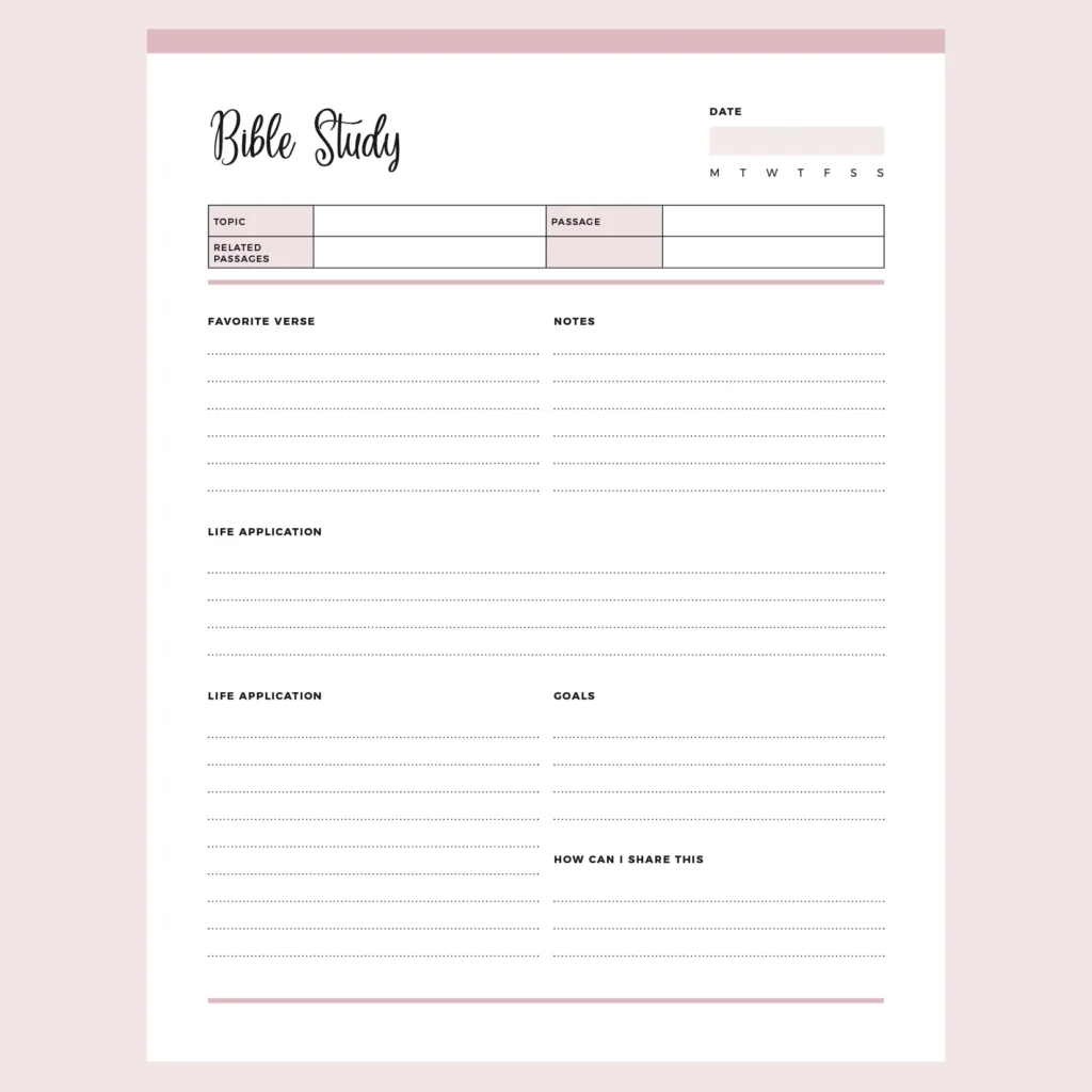 Printable Bible Study Planner Instant Download PDF A4 US Letter Plan Print Land