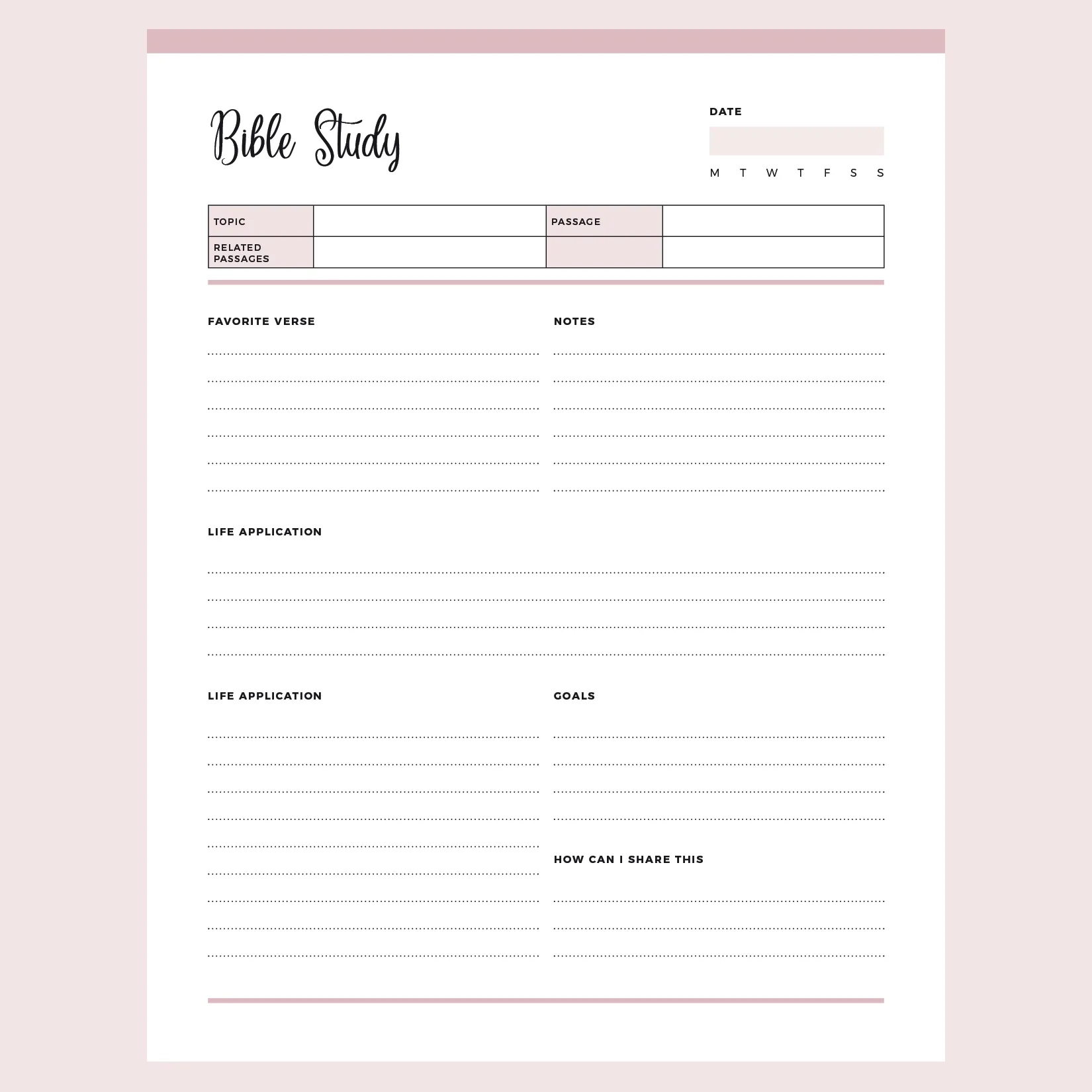 Printable Bible Study Planner Instant Download PDF A4 US Letter Plan Print Land