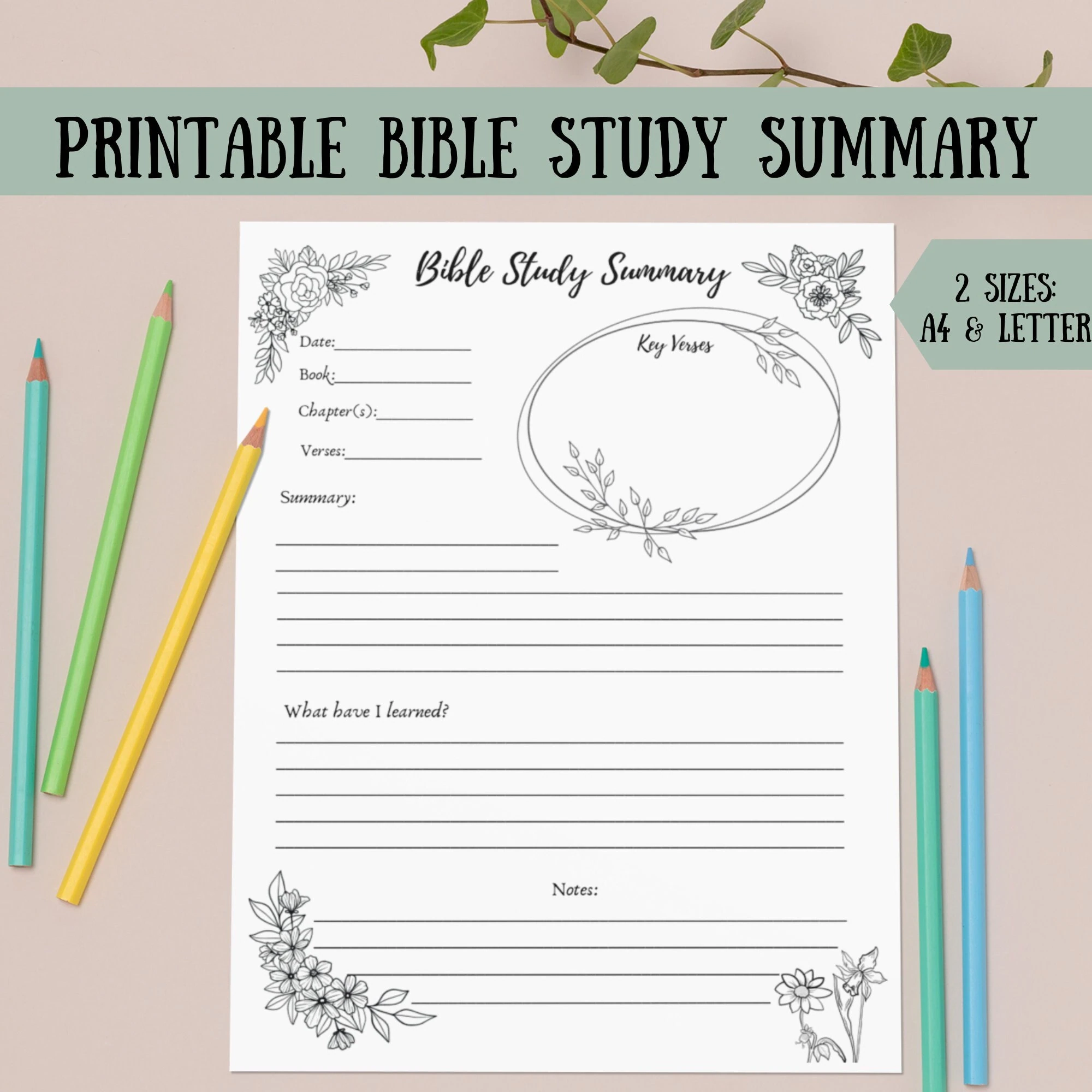 Printable Bible Study Summary Floral Design A4 Letter digital Download Etsy Printable Bible Study Summary Floral Design A4 Letter digital Download Etsy