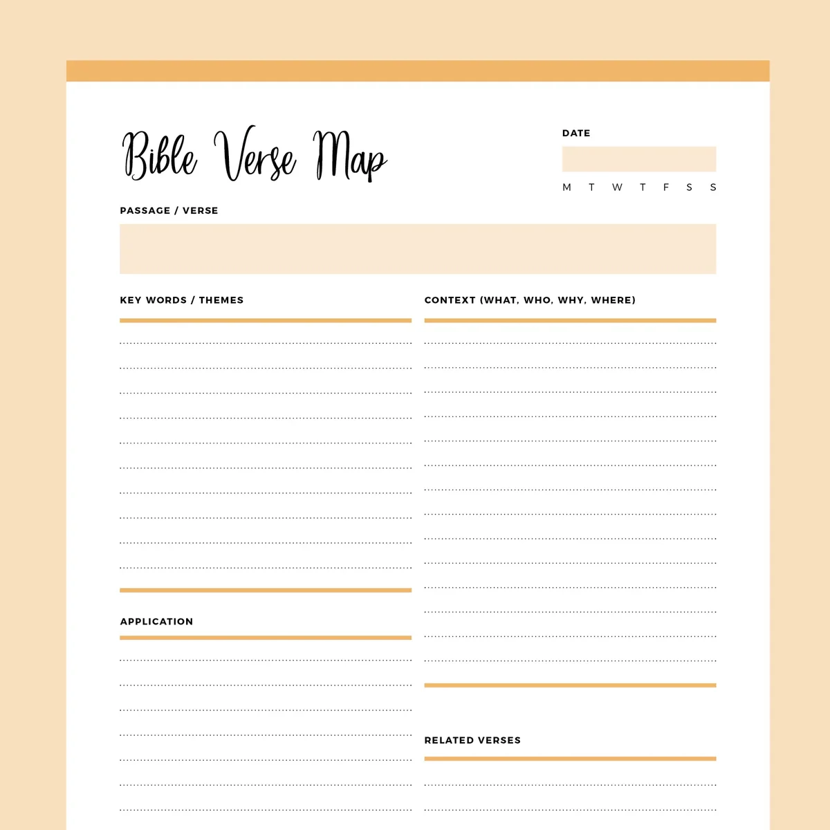 Printable Bible Verse Mapping Template Instant Download PDF Plan Print Land