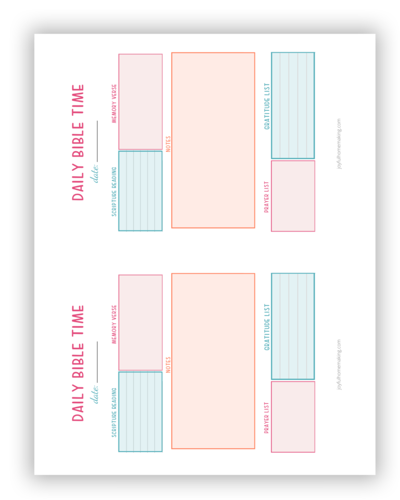 Printable Daily Bible Study Binder Page Joyful Homemaking