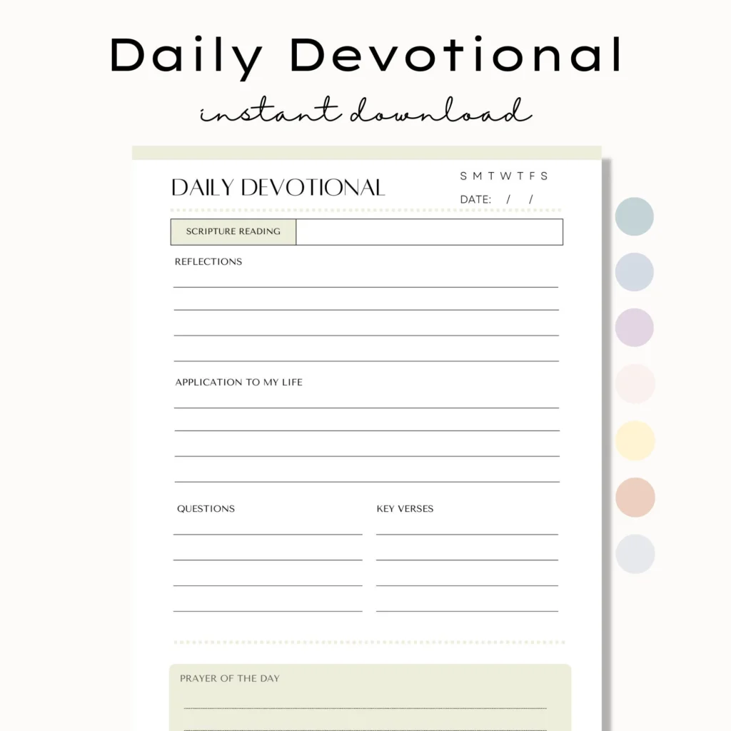 Printable Daily Devotional Bible Study Template Faith Journal Prayer Journal Daily Bible Study Daily Devotional Notes Bible Mapping Etsy