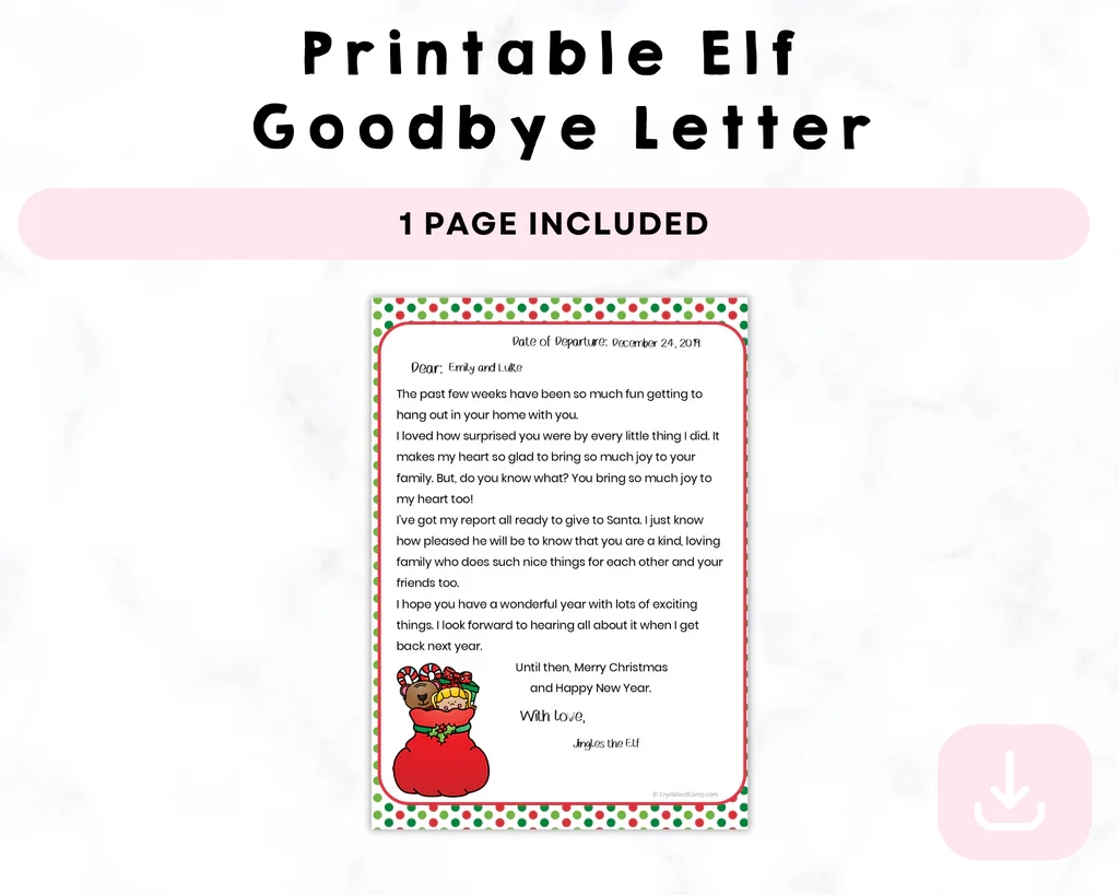 Printable Elf Goodbye Letter CrystalandComp Printable Elf Goodbye Letter CrystalandComp