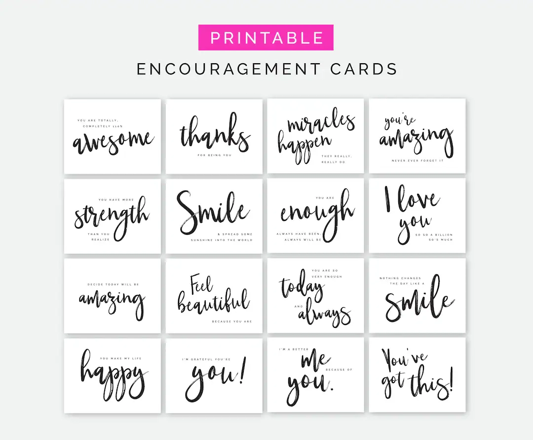 Printable Encouragement Cards Set Etsy Printable Encouragement Cards Set Etsy