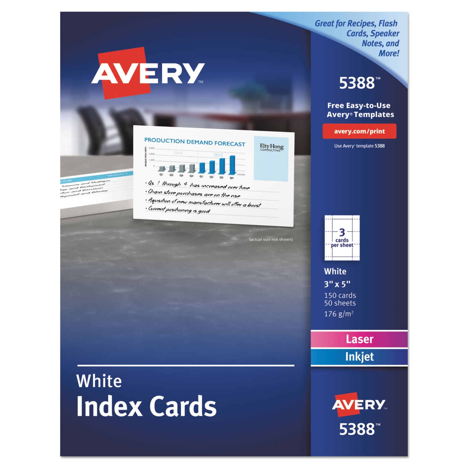Printable Index Cards With Sure Feed Unruled Inkjet Laser 3 X 5 White 150 Cards 3 Cards Sheet 50 Sheets Box Avery MPN 05388 Reliable Paper Printable Index Cards With Sure Feed Unruled Inkjet Laser 3 X 5 White 150 Cards 3 Cards Sheet 50 Sheets Box Avery MPN 05388 Reliable Paper
