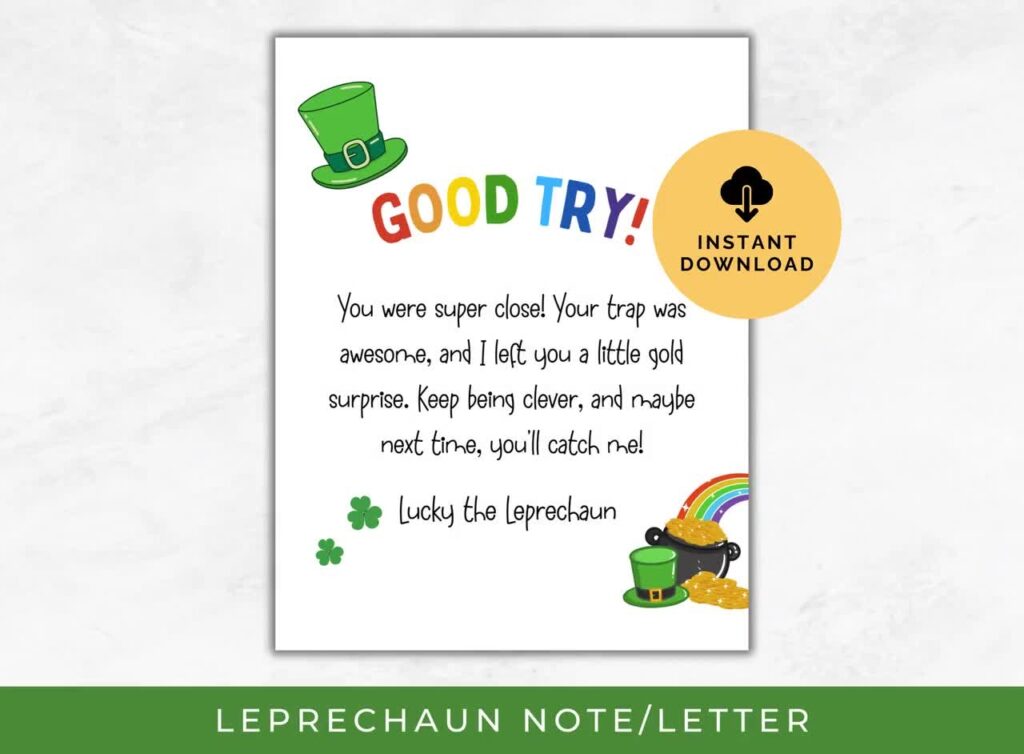 Printable Leprechaun Letter Leprechaun Trap Note St Patricks Day Activity Letter From Leprechaun Saint Patricks Letter From Leprechaun Etsy Israel