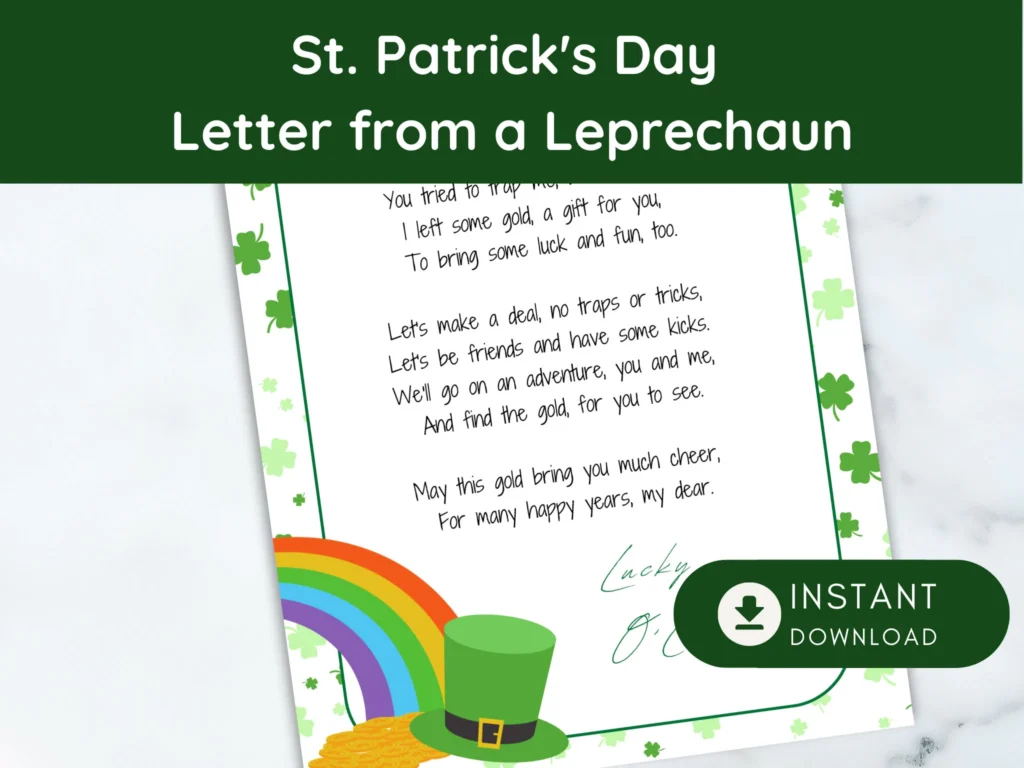 Printable Leprechaun Letter St Patrick s Day Kids Activity instant Download Etsy